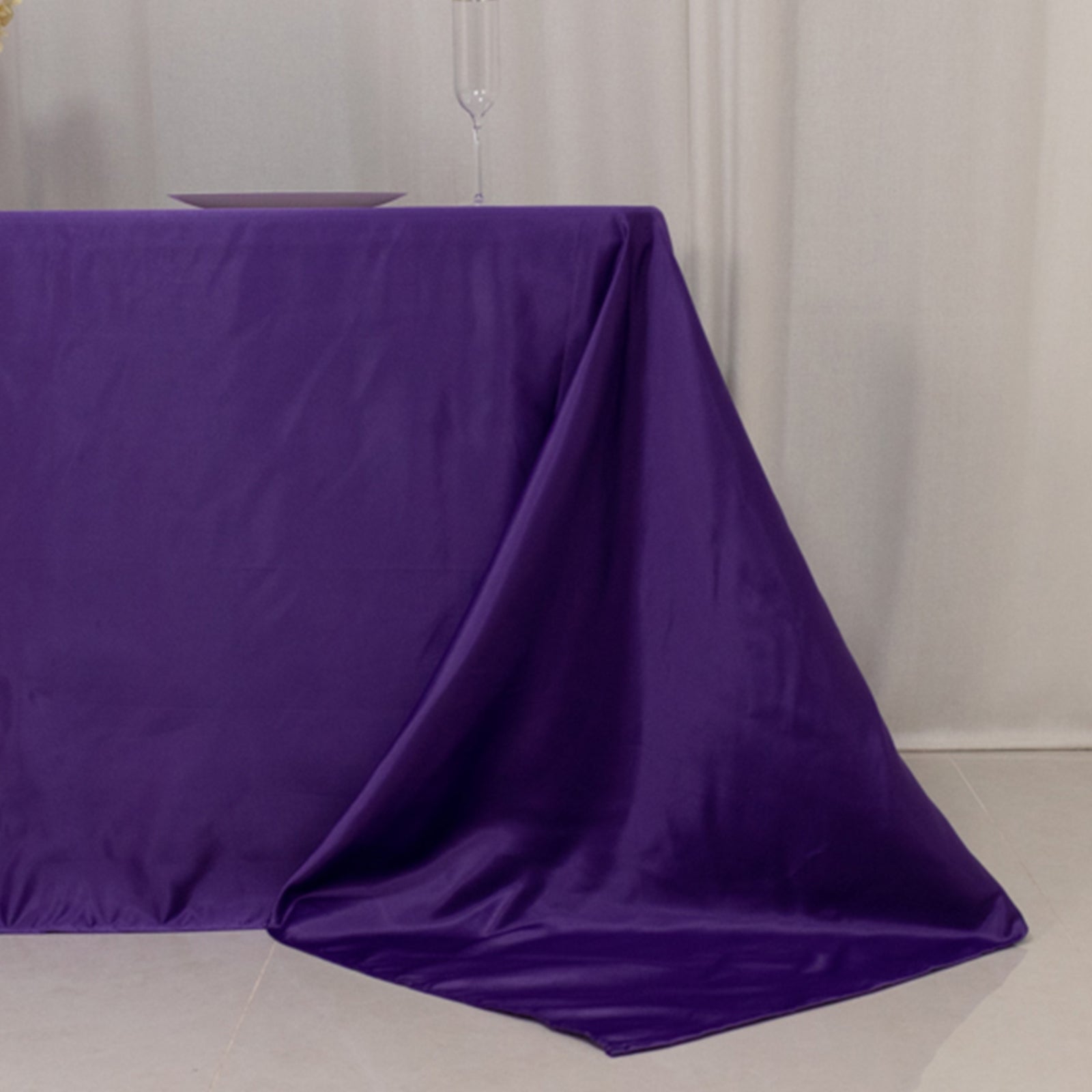 Lamour Satin 90x132 Rectangle Tablecloth Purple - Soft & Silk-Like Seamless Table Cover