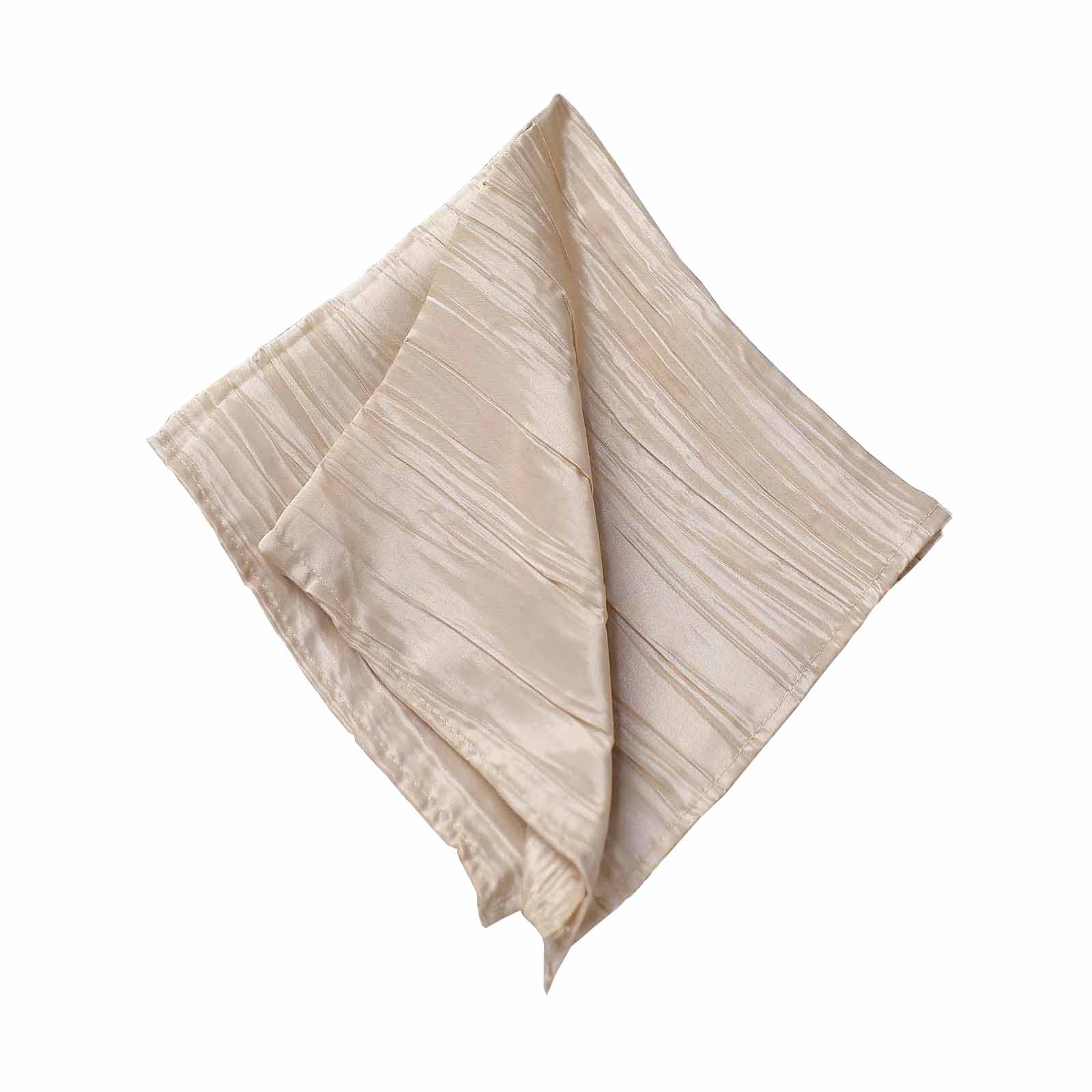 5 Pack Taffeta 20x20 Napkins Beige - Accordion Crinkle Dinner Napkins