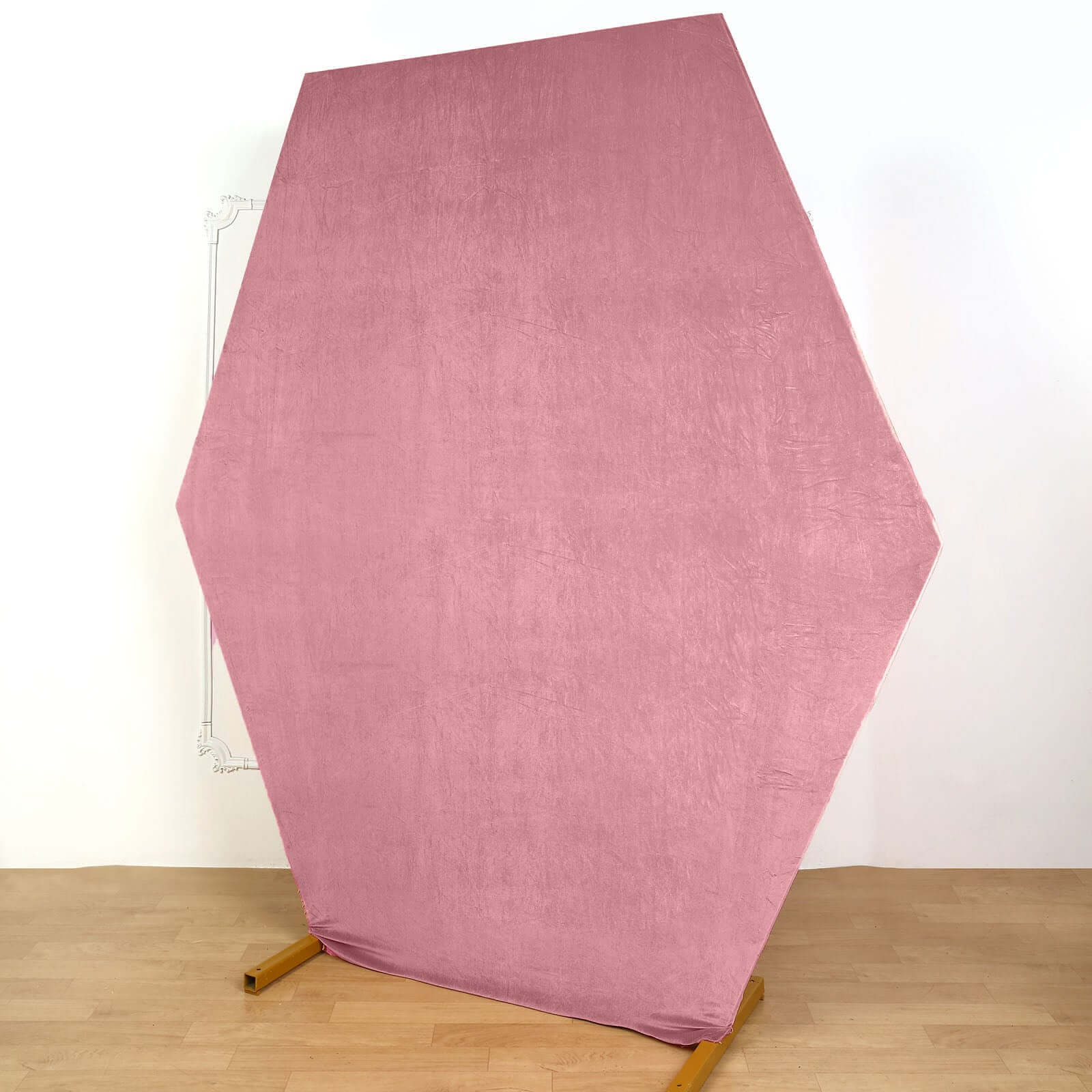 8ftx7ft Dusty Rose Soft Velvet Fitted Hexagon Wedding Arbor Cover