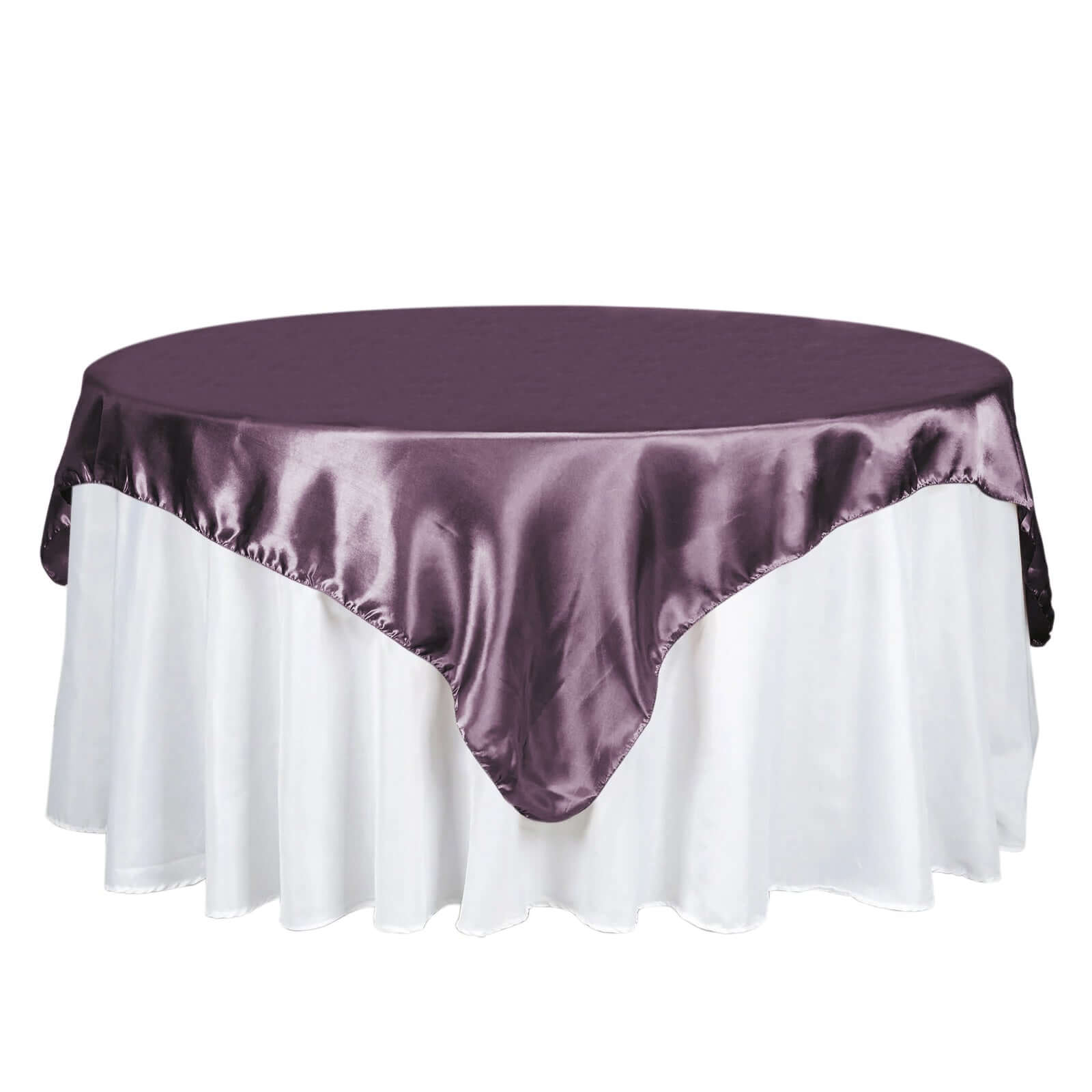 Satin 72x72 Table Overlay Square Tablecloth Violet Amethyst - Smooth Finish Table Cover