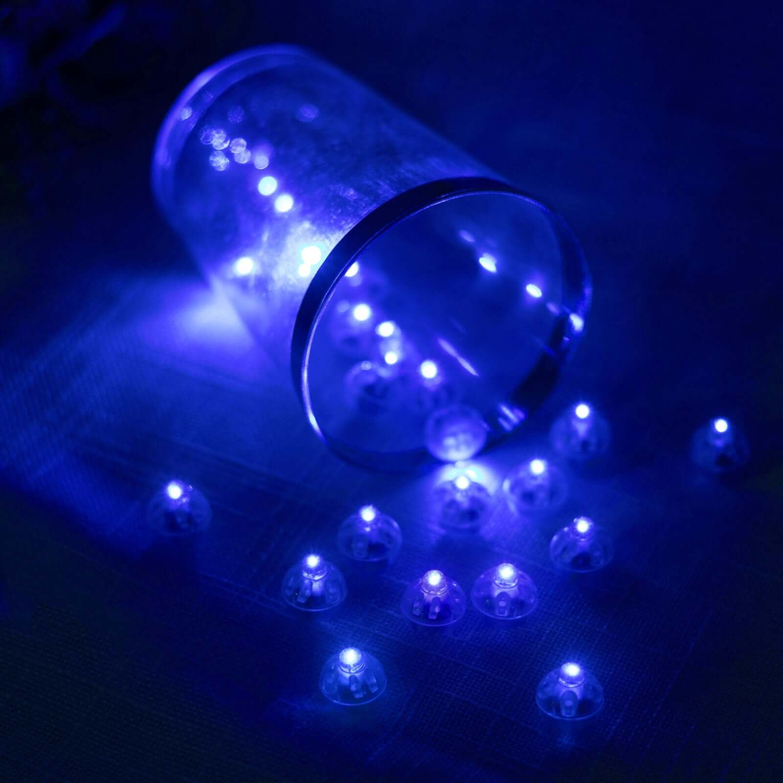 50-Pack LED Mini Balloon Lights Round Light Blue - Waterproof Battery Operated Balls 0.5