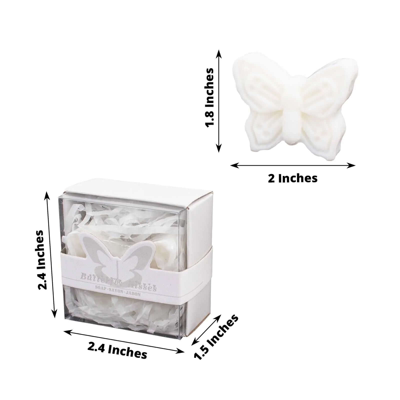 10 Pack White Butterfly Unscented Soap Baby Shower Favors with Gift Boxes, Pre-Packed Bridal Shower Wedding Souvenirs - 2