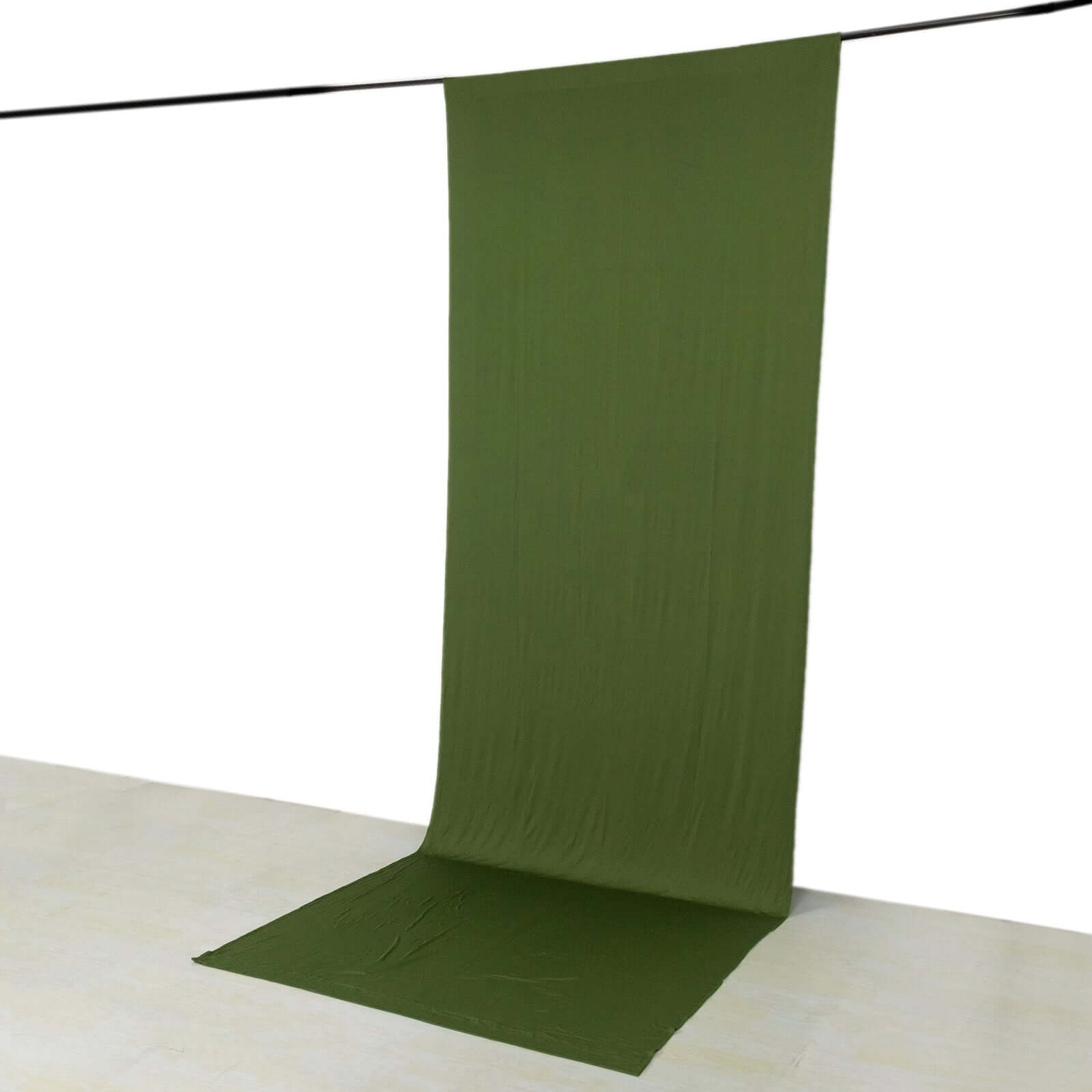 Olive Green 4-Way Stretch Spandex Event Curtain Drapes, Wrinkle Free Backdrop Event Panel with Rod Pockets - 5ftx14ft