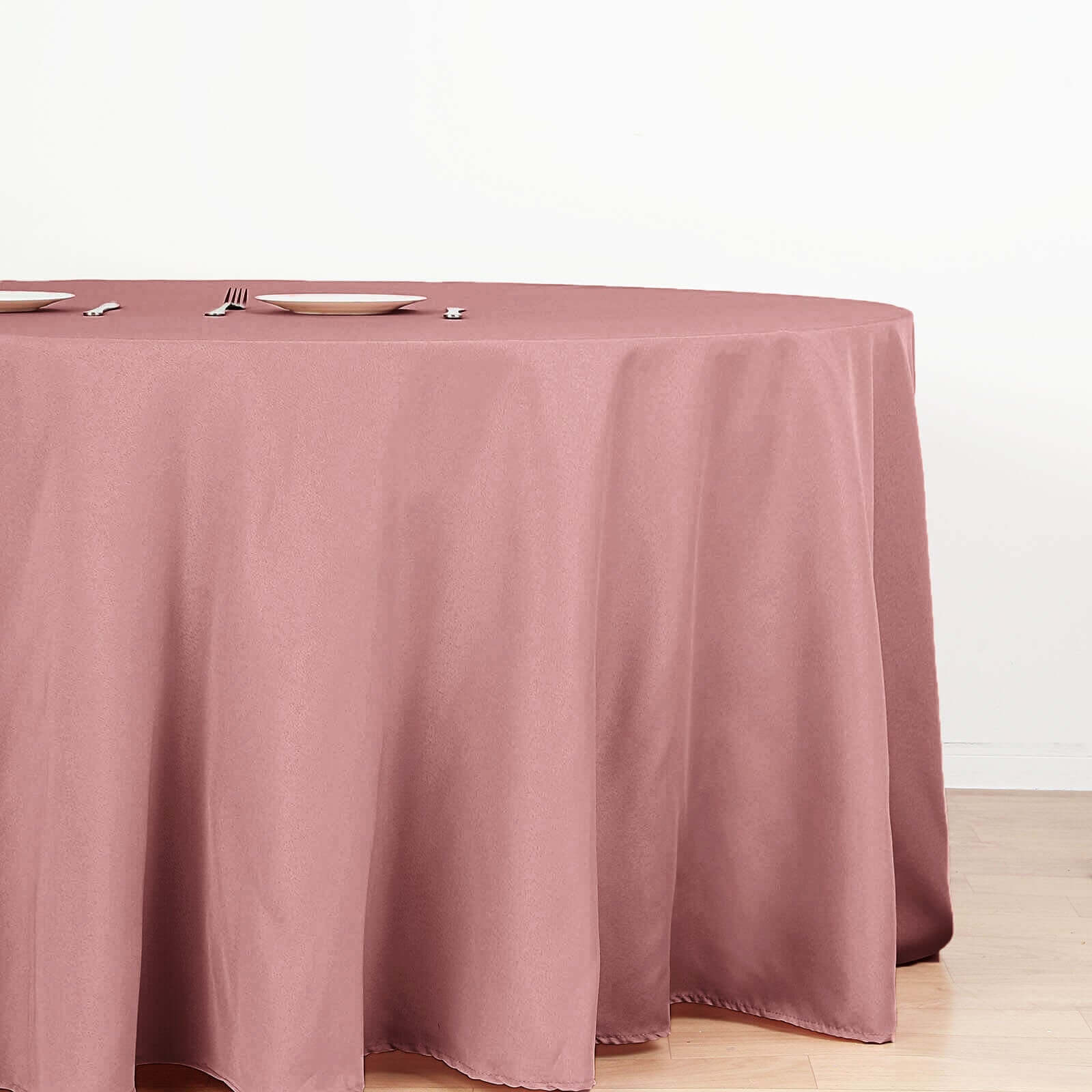 Polyester 132 Round Tablecloth Dusty Rose - Seamless Chic Table Cover
