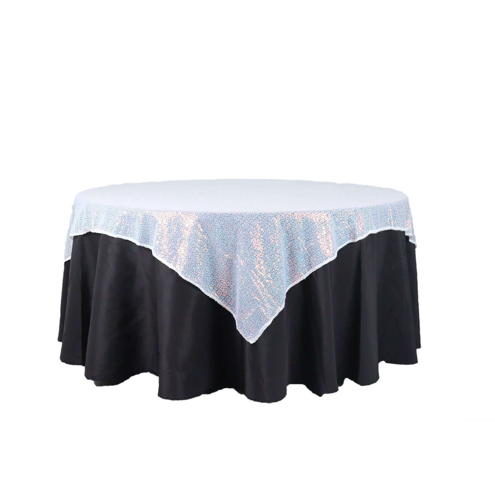 Sequin 60x60 Table Overlay Square Tablecloth Irisdescent Blue - Luxe Wedding Table Topper