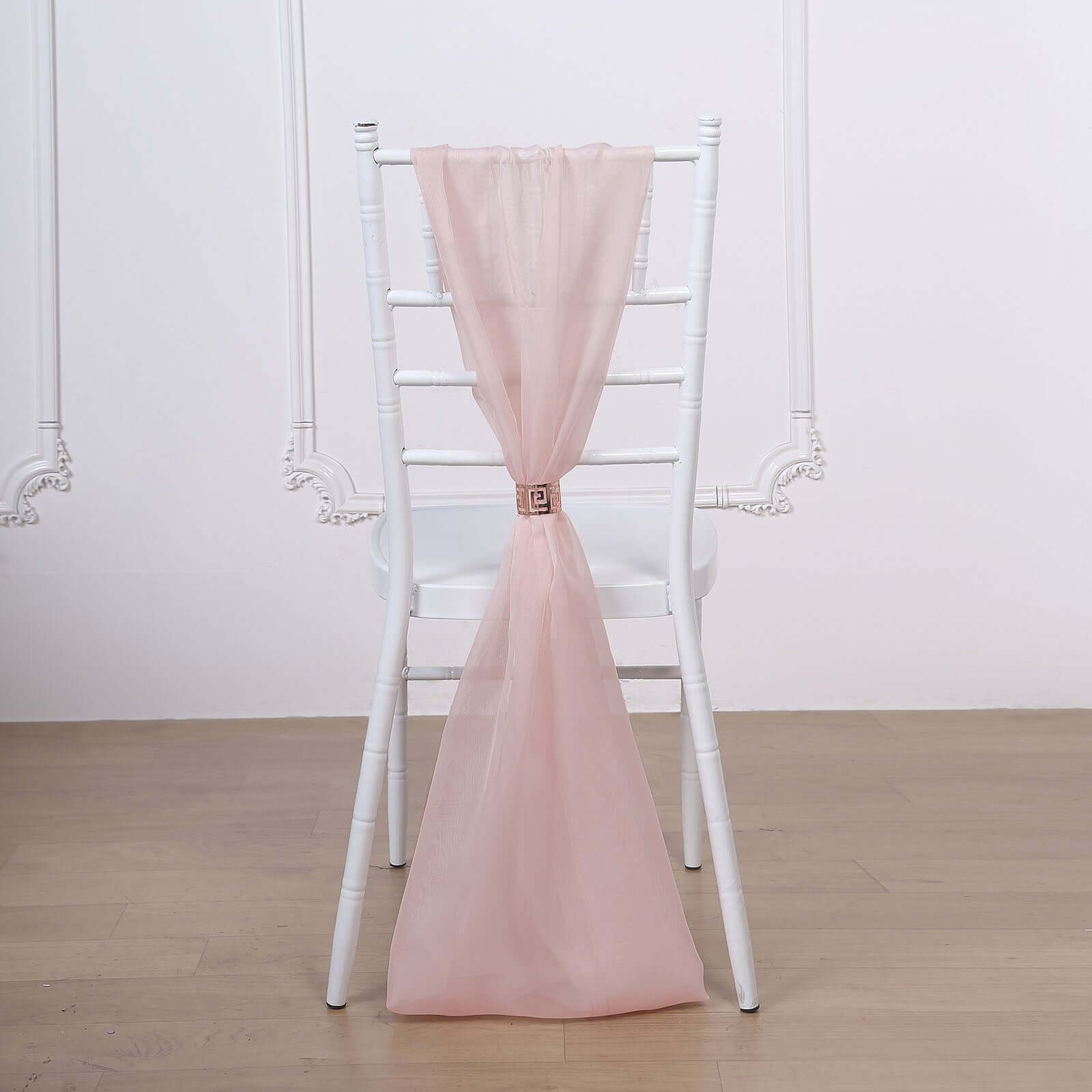 5 Pack Premium Chiffon Chair Sashes Blush - Soft & Lightweight Designer Chair Bows 22x78