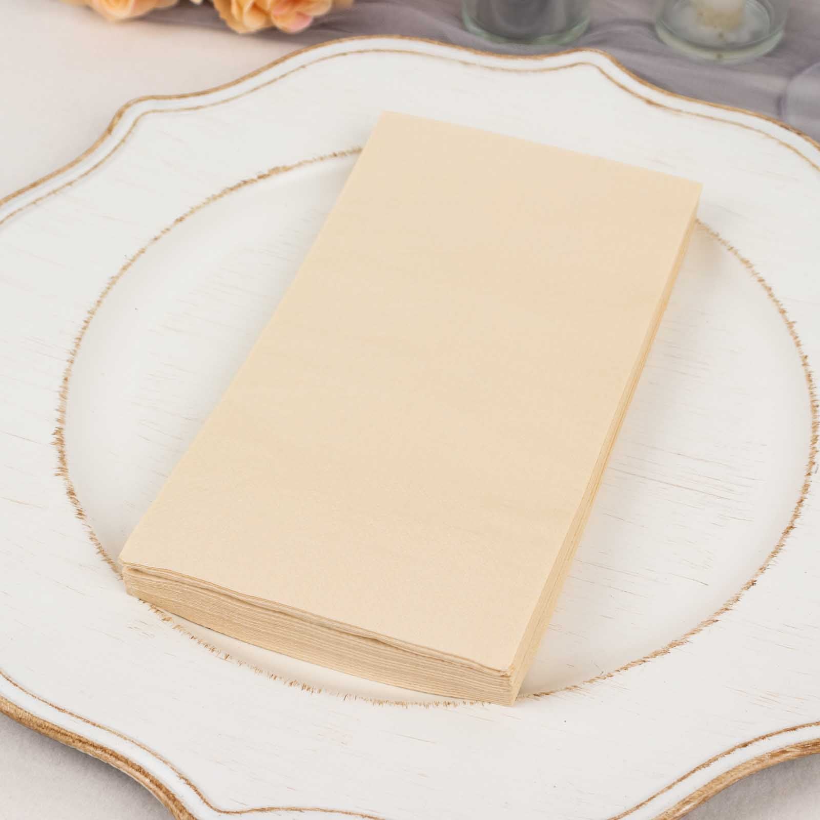 50-Pack Paper Napkins Soft Beige - Disposable 2-Ply Cocktail and Beverage Napkins for Weddings