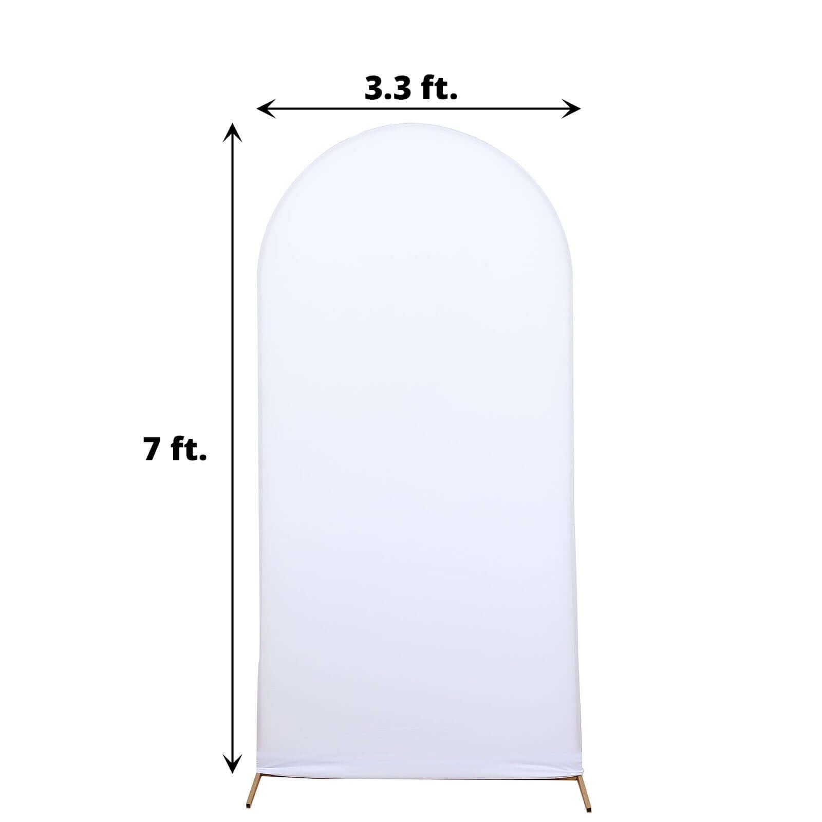 7ft Matte White Spandex Fitted Chiara Backdrop Stand Cover For Round Top Wedding Arch