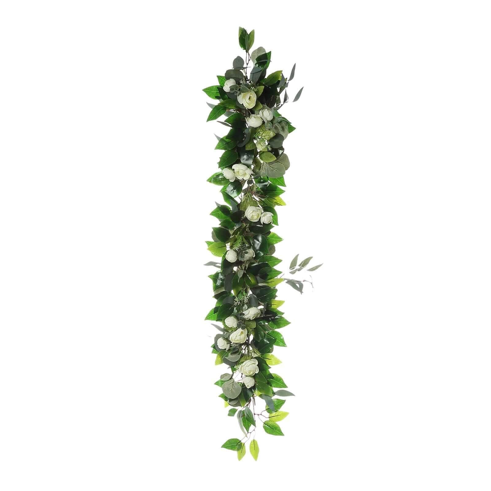 40 Artificial Eucalyptus Willow Leaf Ranunculus Flower Garland Vine