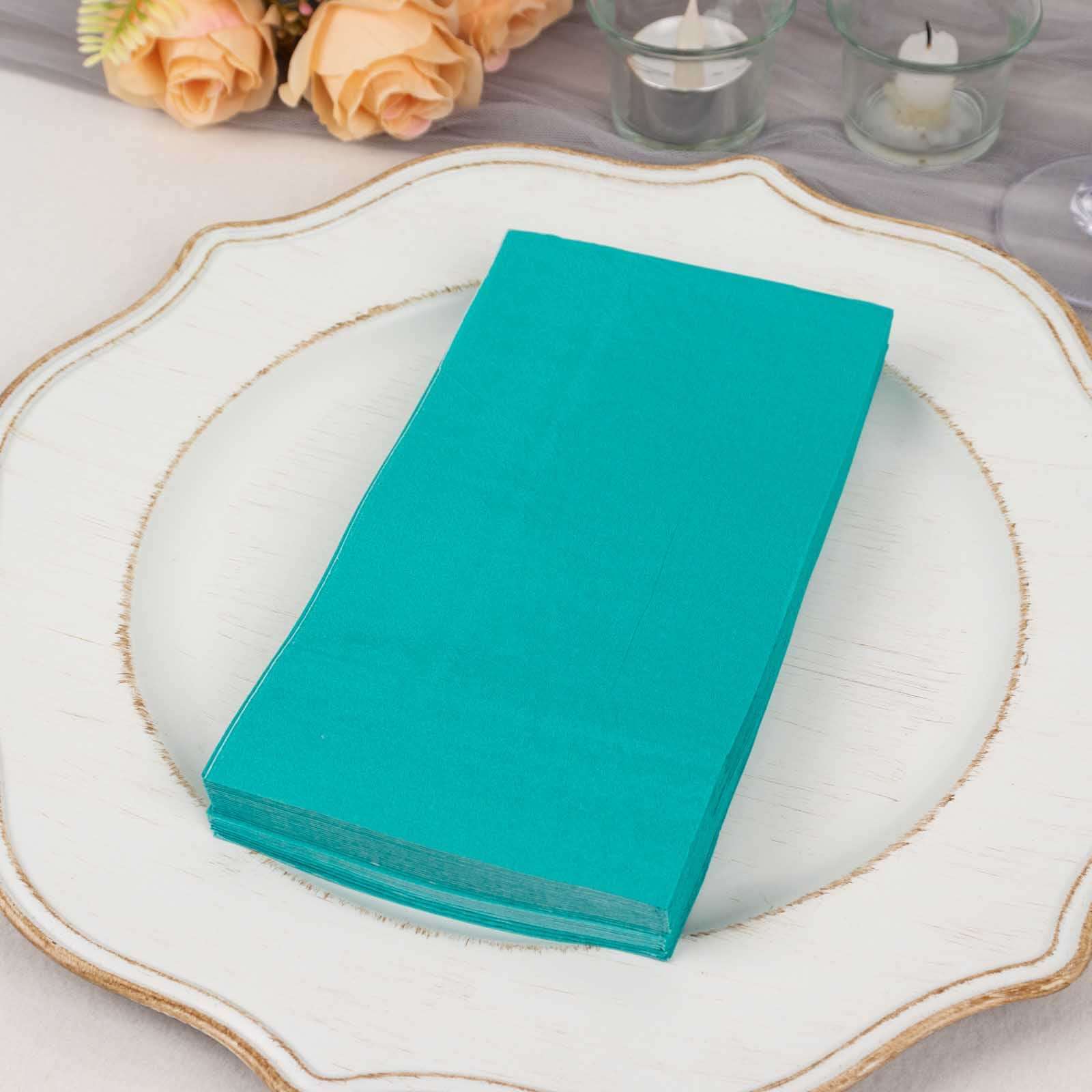 50-Pack Paper Napkins Soft Turquoise - Disposable 2-Ply Cocktail and Beverage Napkins for Weddings