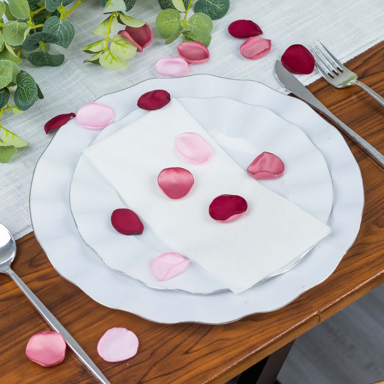 400-Pack Rose Petals Life-Like Flower Confetti Dusty Rose Mix Matte Silk Round - Decorative Event Table Scatters 2