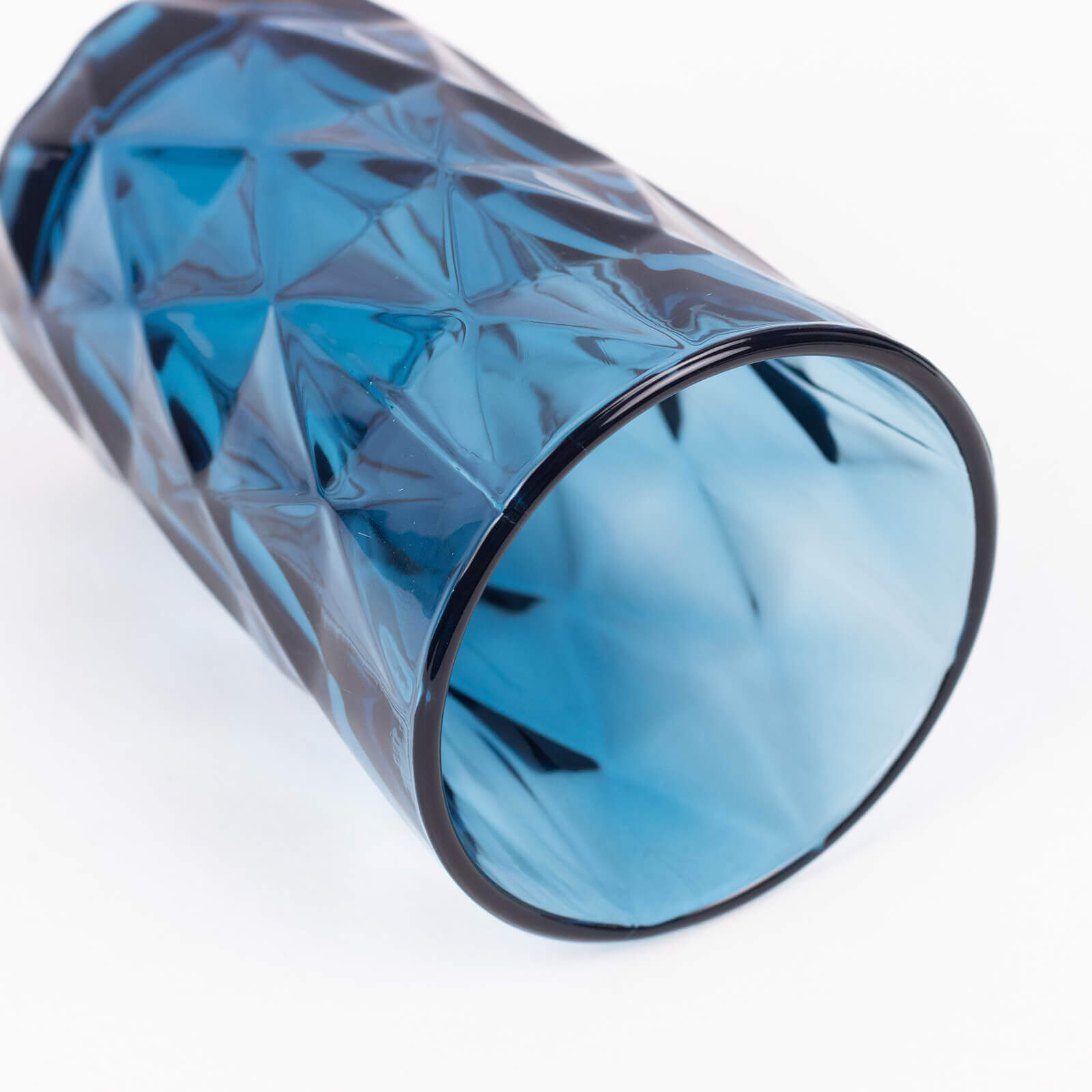 6-Pack Whiskey Glasses Ocean Blue Textured Crystal Cut Design with Heavy Base - Highball Tumblers for Parties & Events 12oz 5