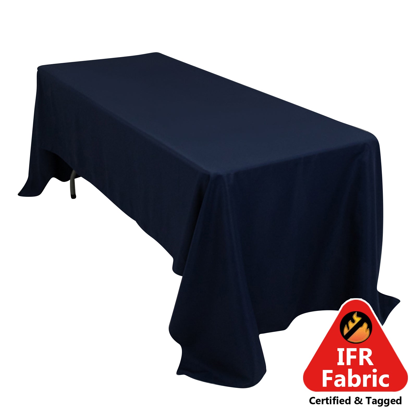 Fire Retardant Premium Polyester 60x126 Rectangular Tablecloth Navy Blue - High-Performance Table Cover