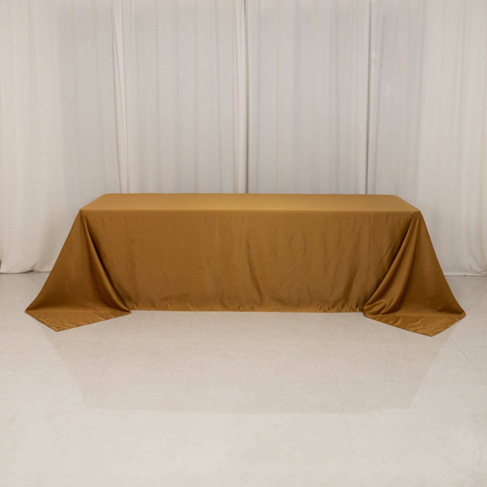 Lamour Satin 90x156 Rectangle Tablecloth Gold - Luxurious, Soft Seamless Table Cover for Stylish Settings