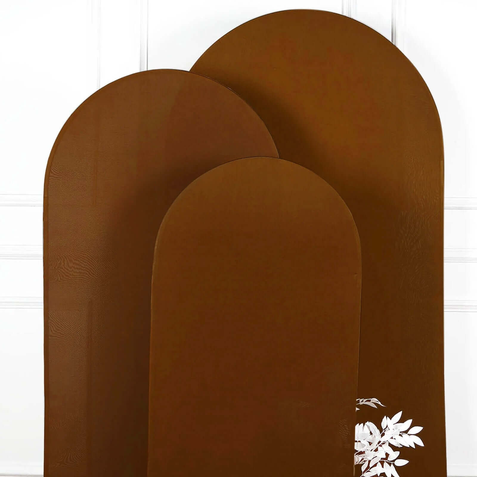 5ft Cinnamon Brown Spandex Fitted Chiara Backdrop Stand Cover For Round Top Wedding Arch