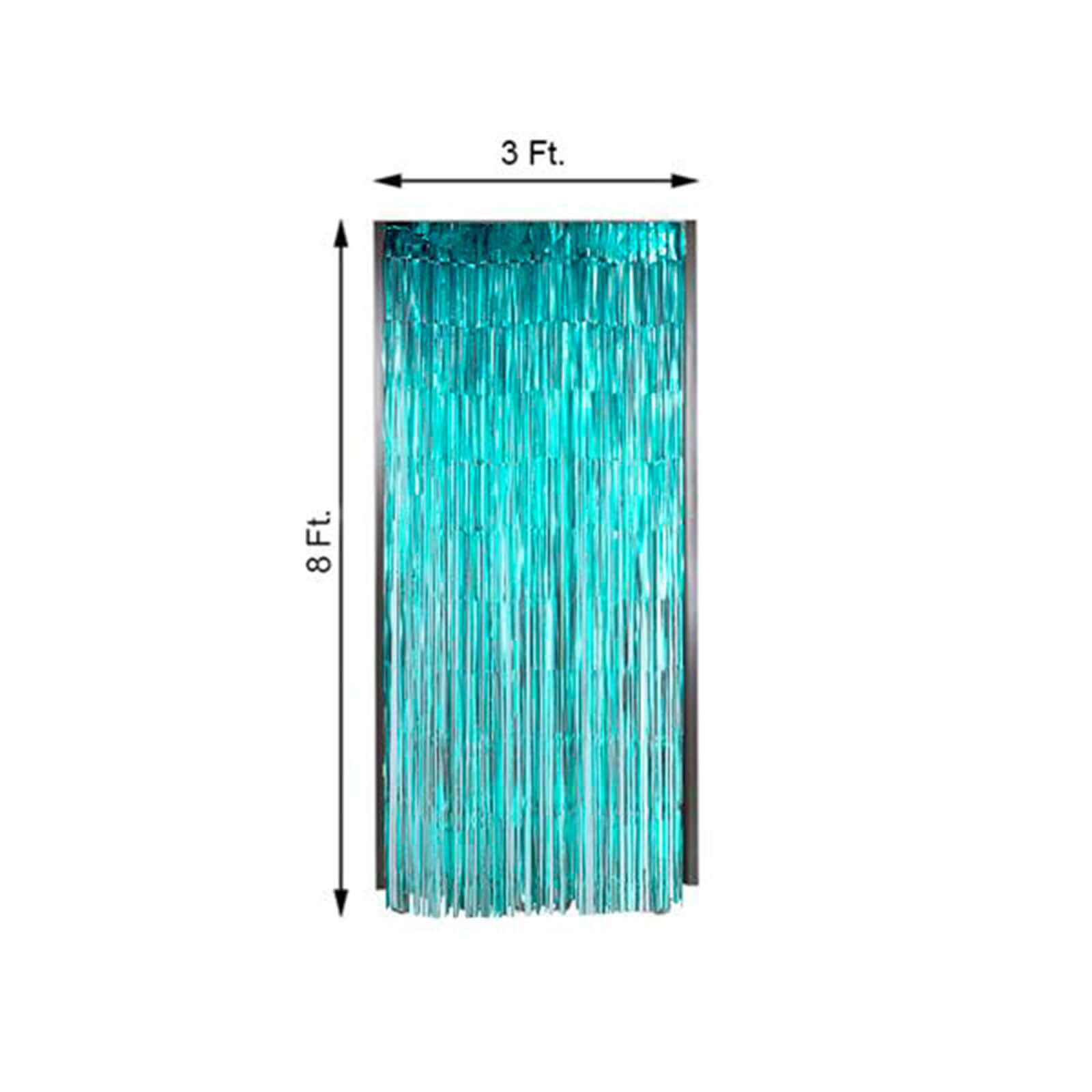 8ft Turquoise Metallic Tinsel Foil Fringe Doorway Curtain Party Backdrop