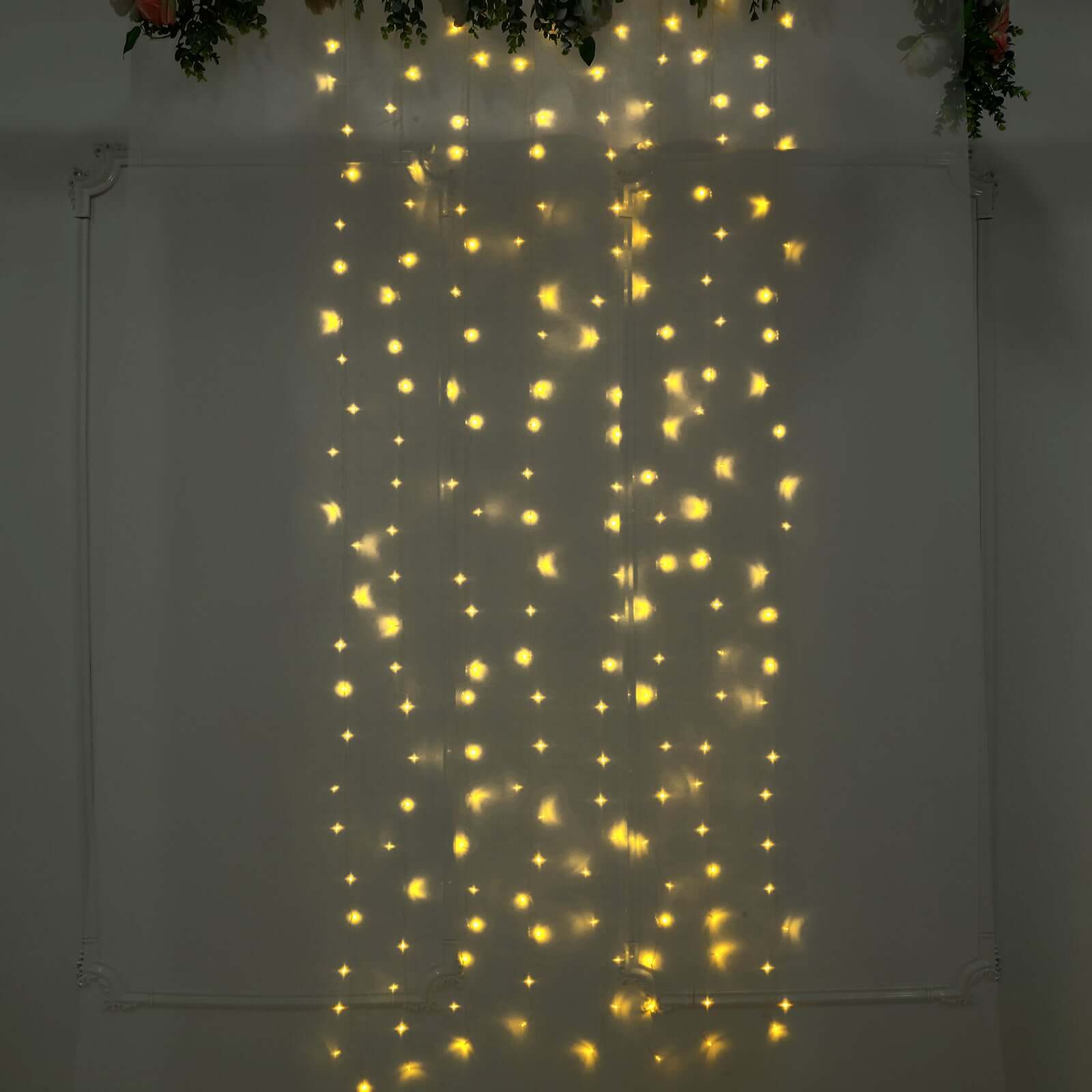 5ftx8ft Warm White 192 LED Icicle Curtain Fairy String Lights with 8 Modes