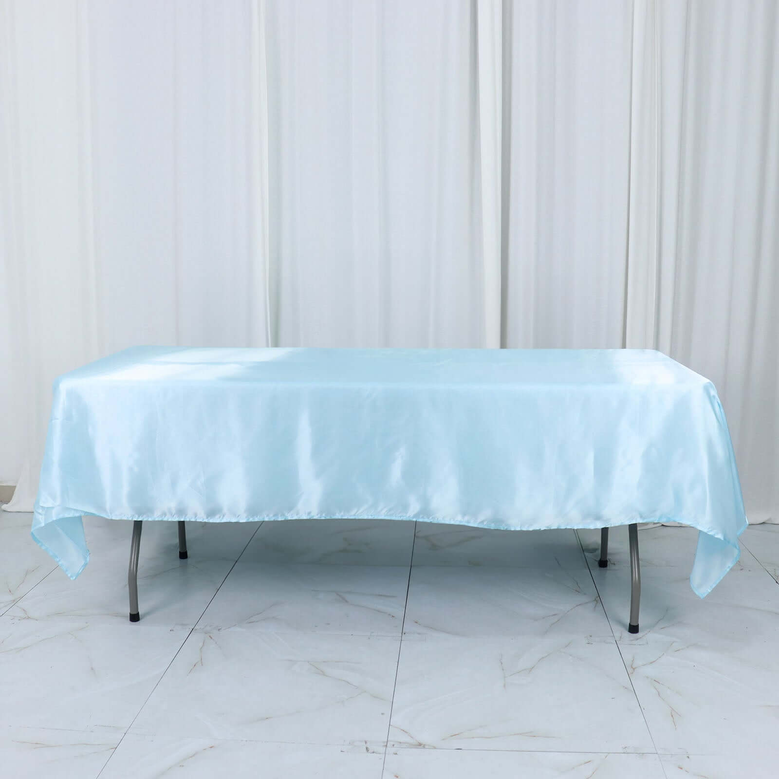 Satin Rectangular 60x102 Tablecloth Light Blue - Smooth and Lustrous Table Cover