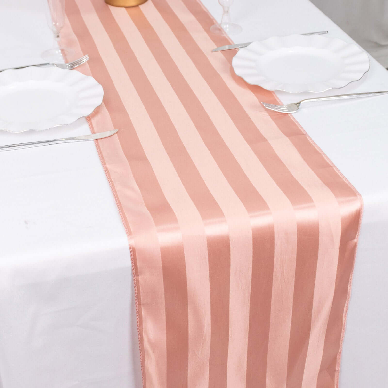 Satin 12x108 Table Runner Dusty Rose - Stripe Table Decor