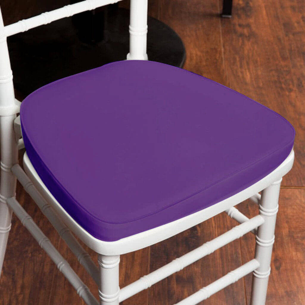 Chiavari Chair Cushion with 1.5 Thick Memory Foam and Ties Purple - Stylish Removable Cover for Comfort