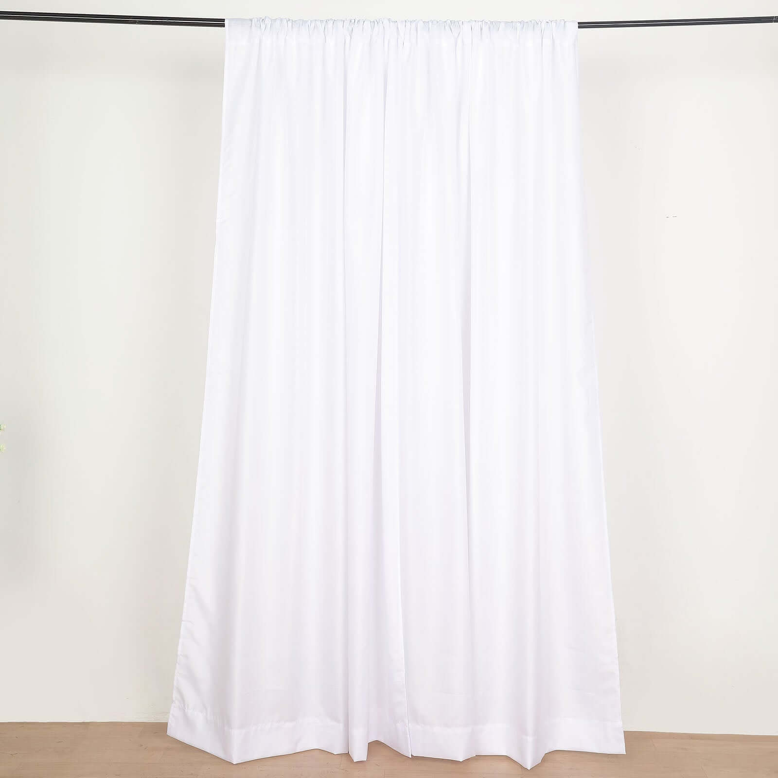 2 Pack White Polyester Event Curtain Drapes, 10ftx8ft Backdrop Event Panels With Rod Pockets 130 GSM