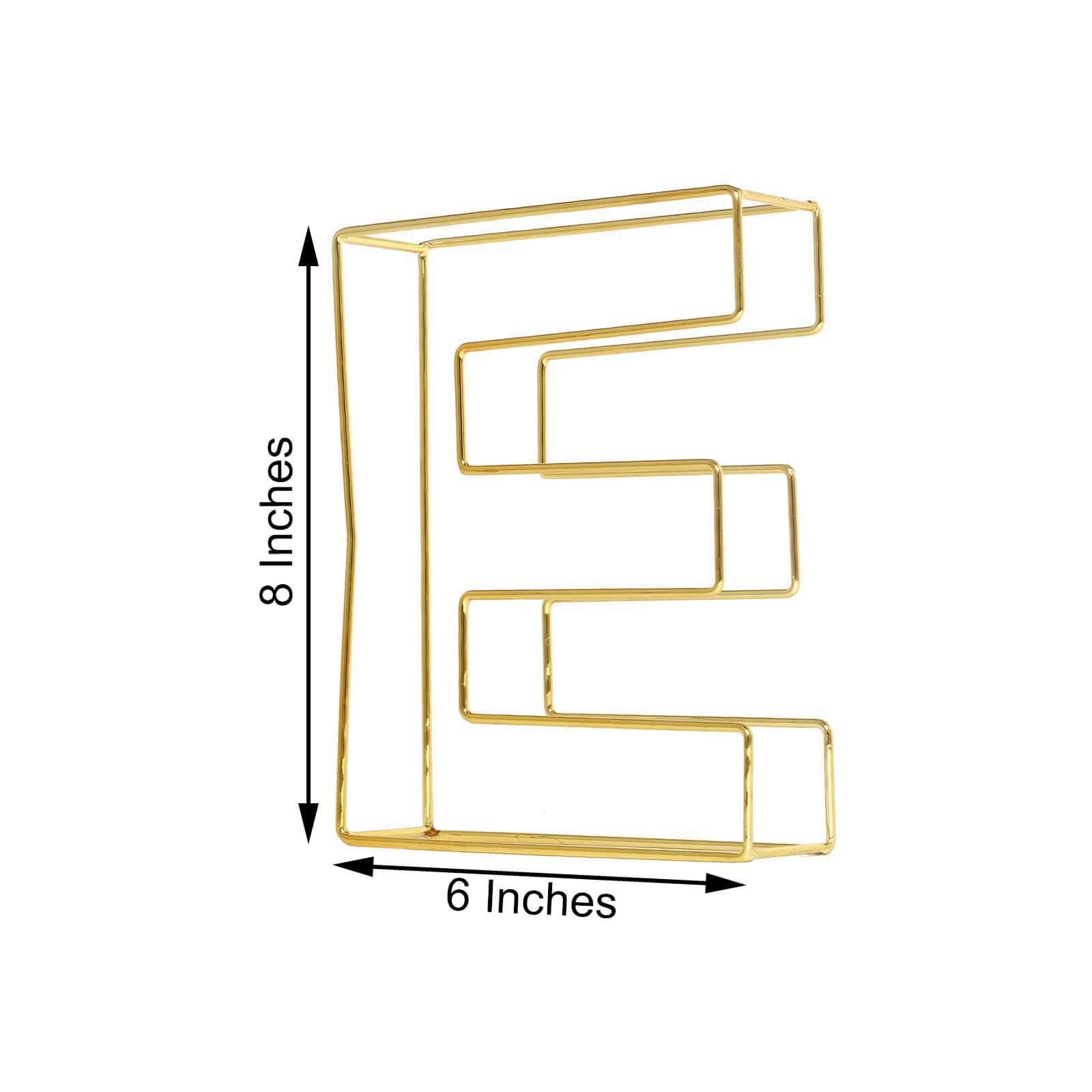 8 Tall Gold Freestanding 3D Decorative Wire Letter, Wedding Centerpiece - E