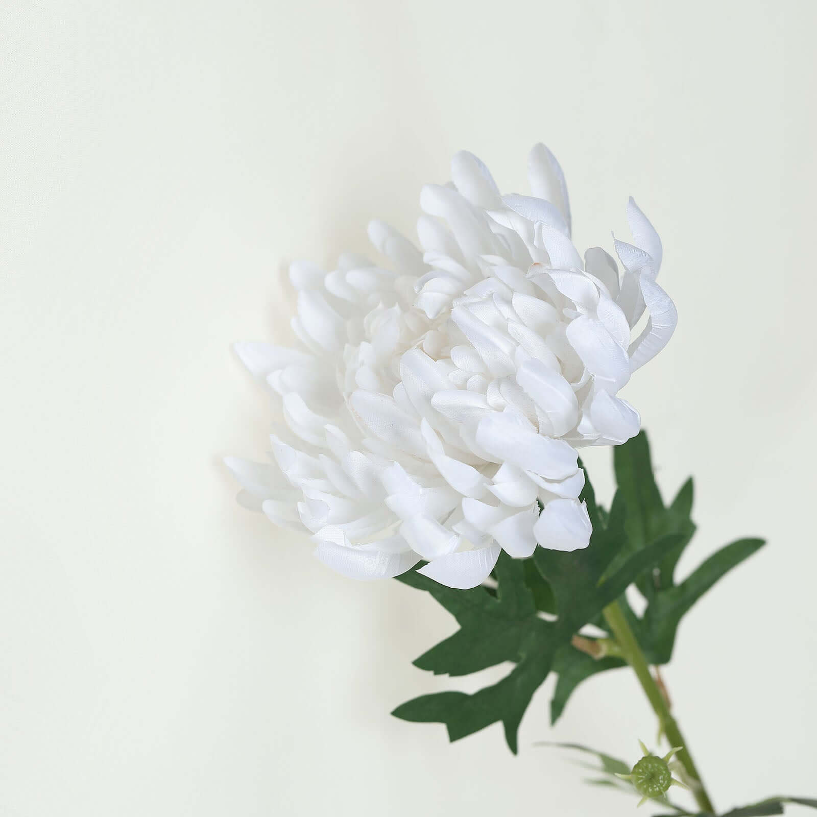 3 Stems White 27 Artificial Silk Chrysanthemum Bouquet Flowers, Large Faux Mum Branches