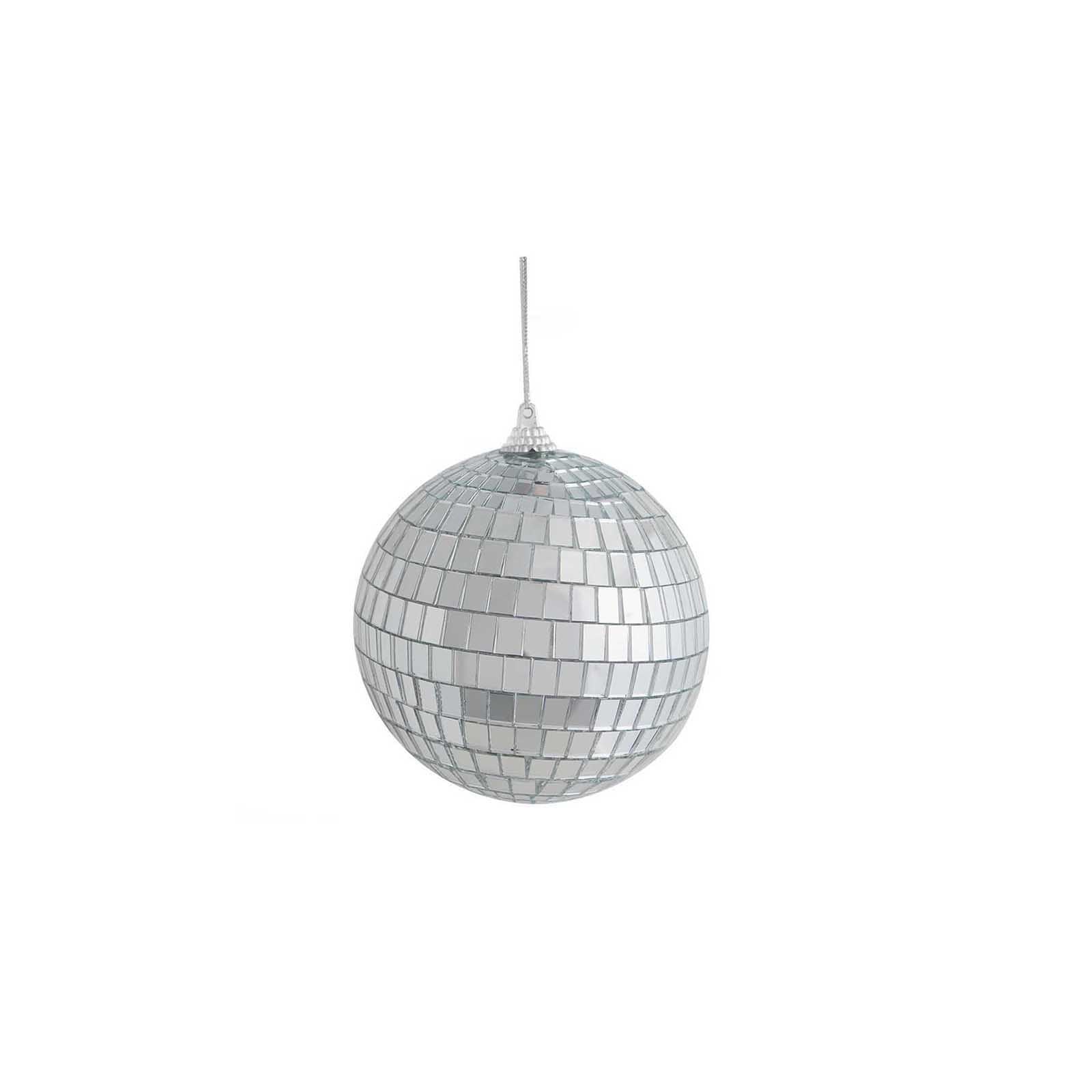 6 Pack 2 Silver Foam Disco Mirror Ball With Hanging Strings, Holiday Christmas Ornaments