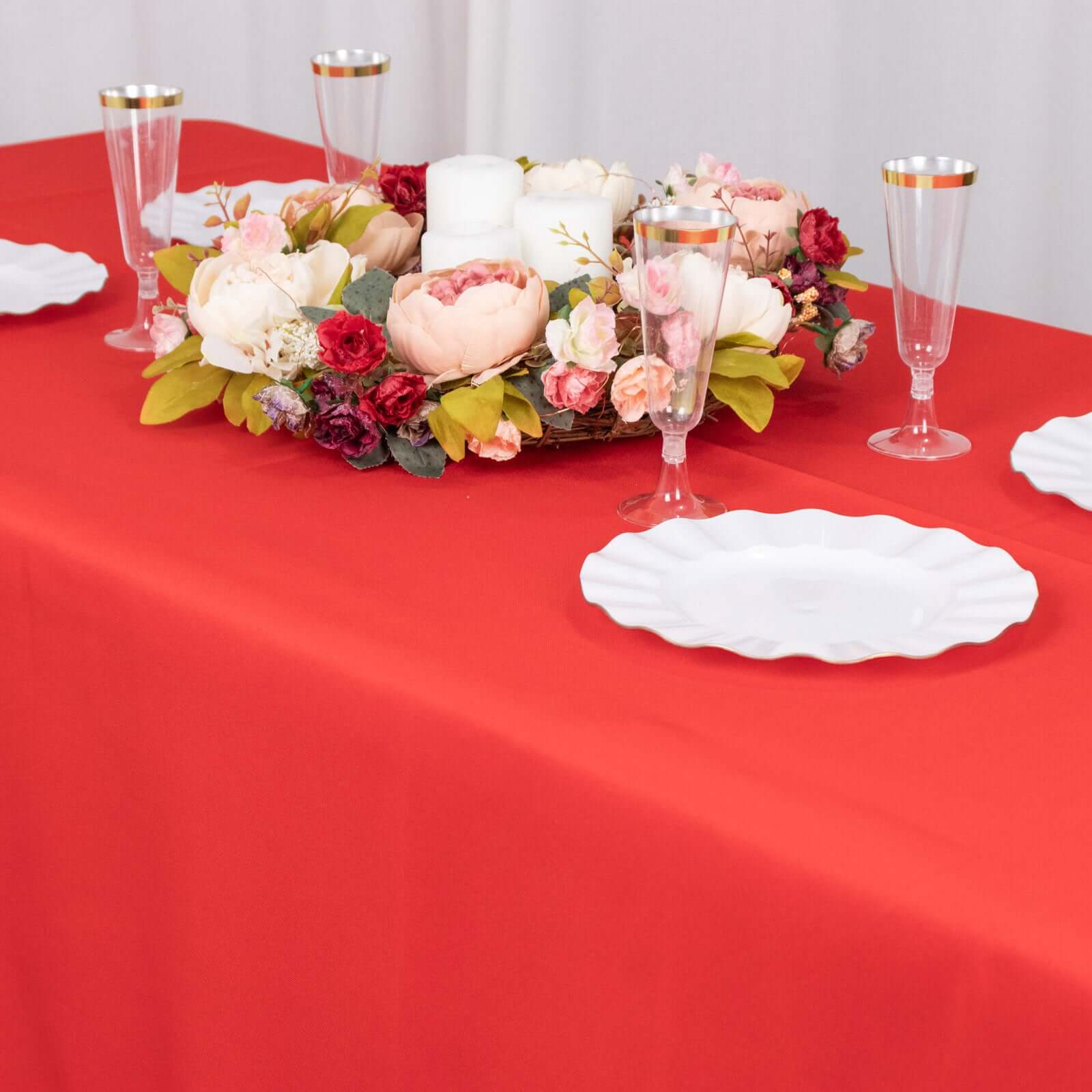 Premium Polyester 60x102 Rectangle Tablecloth Red - Durable 220GSM Wrinkle-Resistant Table Cover