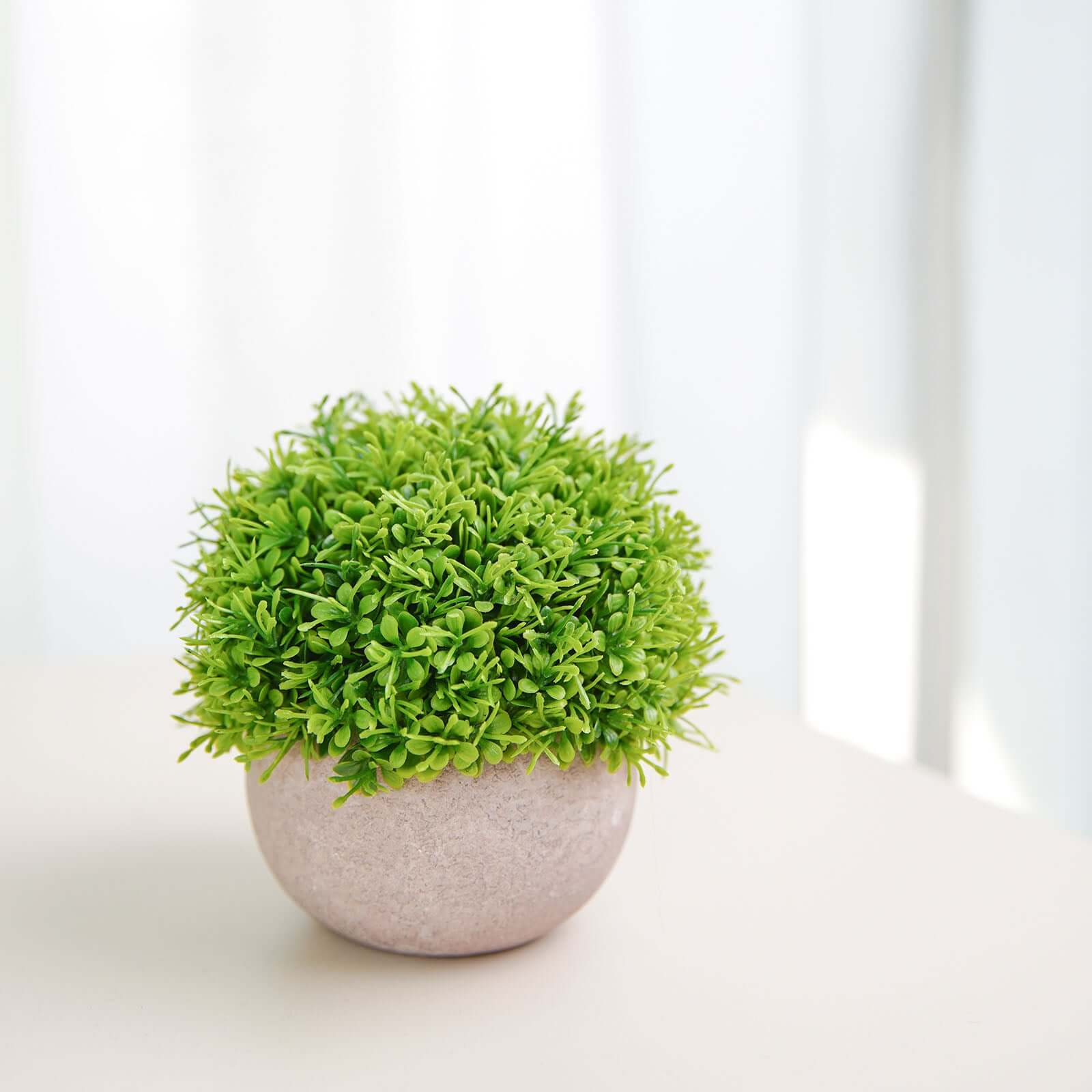 2 Plant Set Artificial Boxwood Topiary Ball 5 - Maintenance Free Mini Faux Potted Greenery Decor