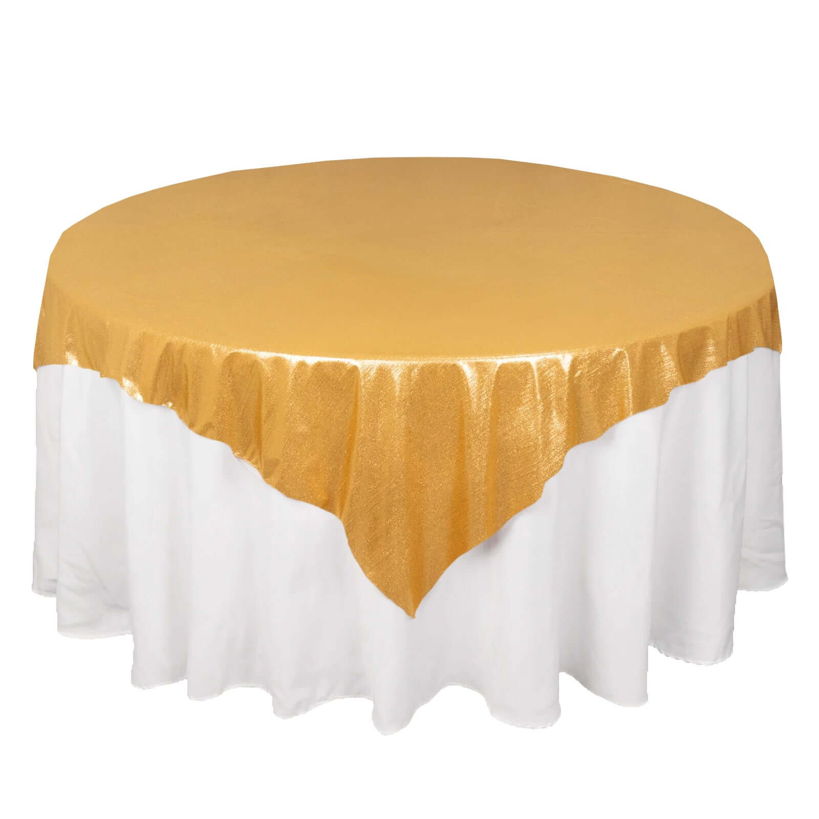 Polyester 72x72 Table Overlay Square Tablecloth Gold Shimmer Sequin Dots Wrinkle-Free Design for Stylish Celebrations