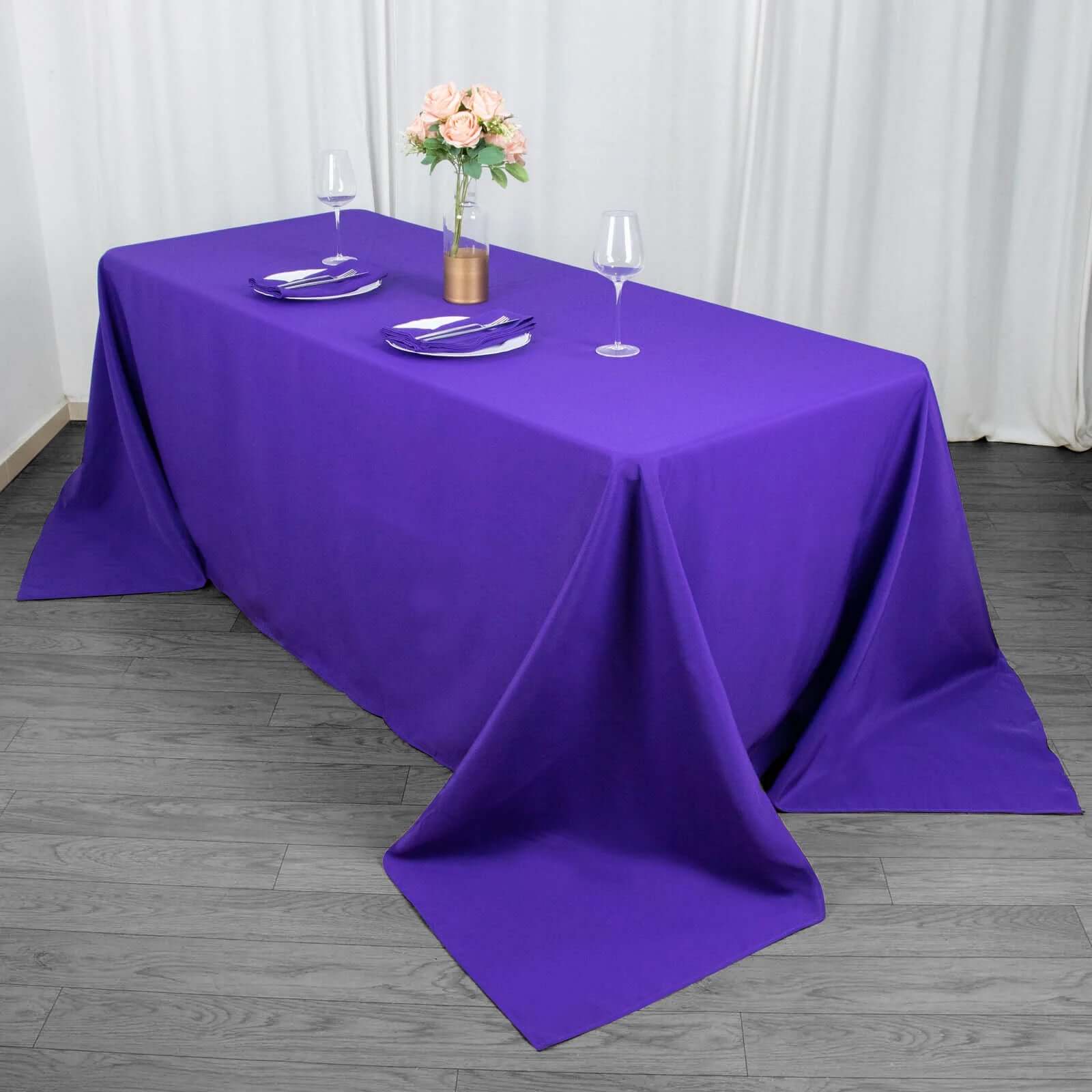 Premium Polyester 90x132 Rectangle Tablecloth Purple - Seamless 220GSM Stain-Resistant Table Cover