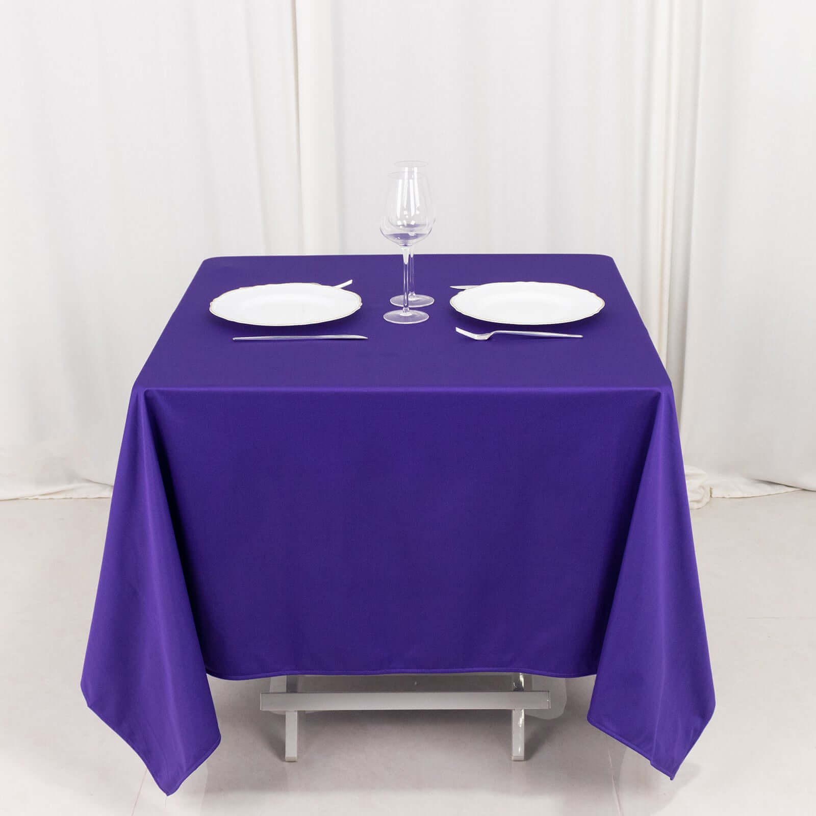 Premium Scuba Square 70x70 Tablecloth Purple - Wrinkle Free & Stain Resistant Table Cover