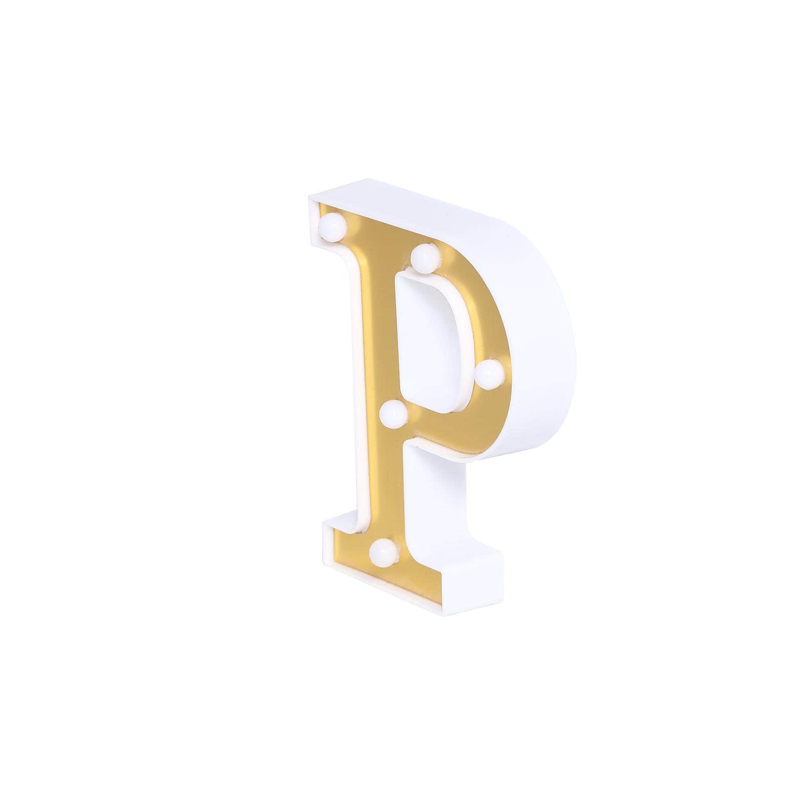 3D Marquee Letter P Warm White 5 LED Lights Gold - Chic Light-Up Decor for Events 6