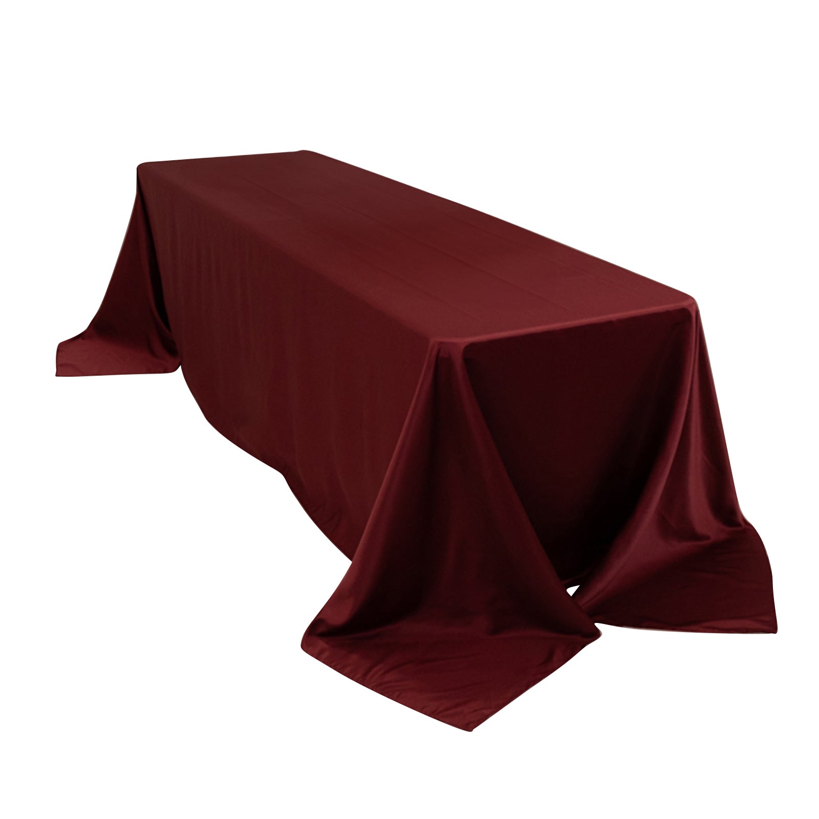 Lamour Satin 90x156 Rectangle Tablecloth Burgundy - Luxurious, Soft Seamless Table Cover