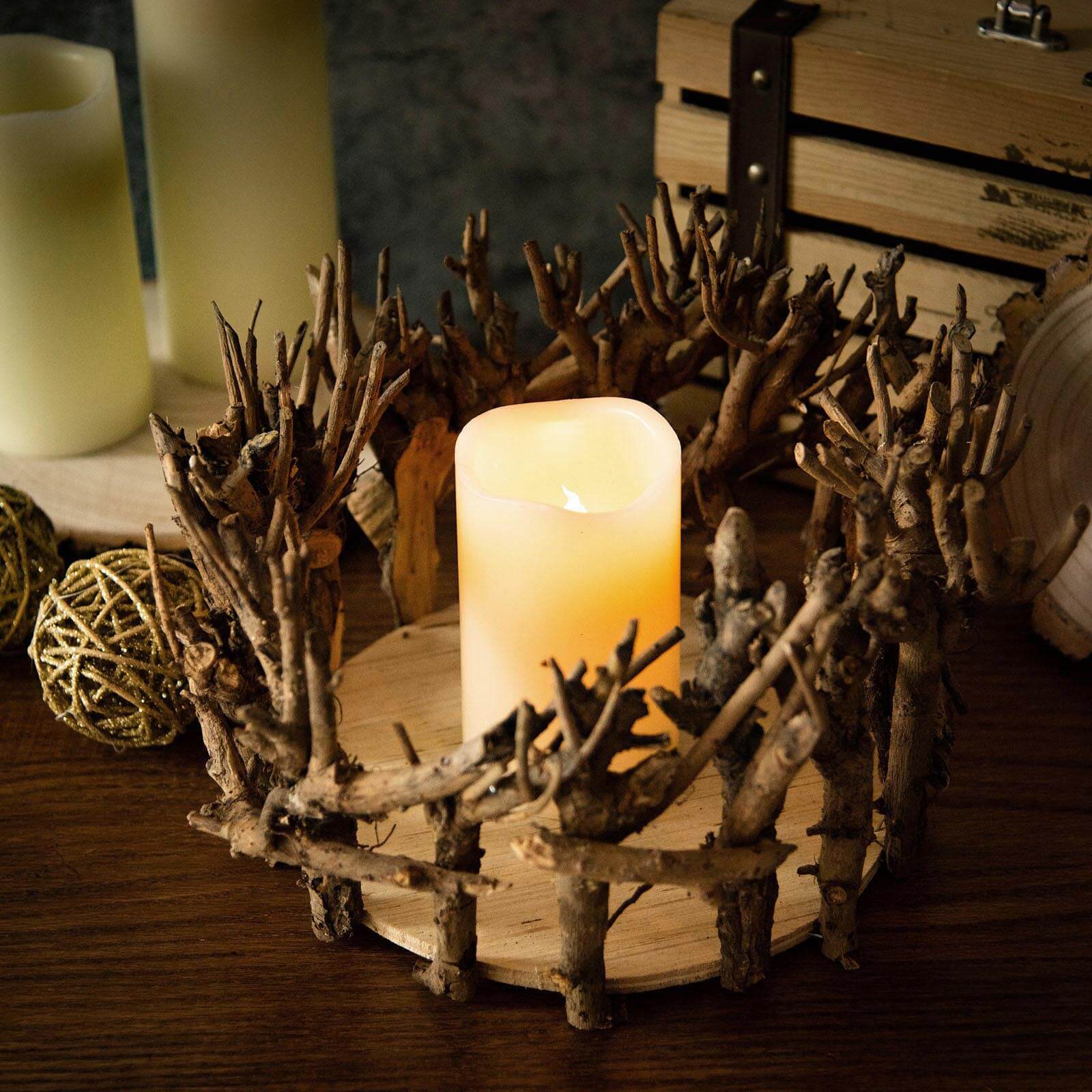 Natural Wooden Candle Holder Centerpiece - Rustic Mini Flower Vase for Events & Tables 6