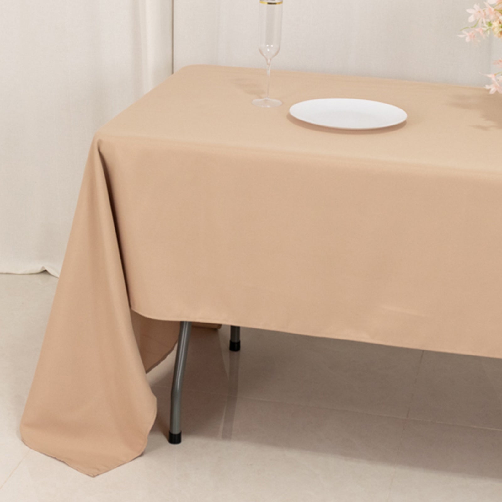 Premium Polyester 60x126 Rectangle Tablecloth Nude - Stain-Resistant 220GSM Finish Table Cover