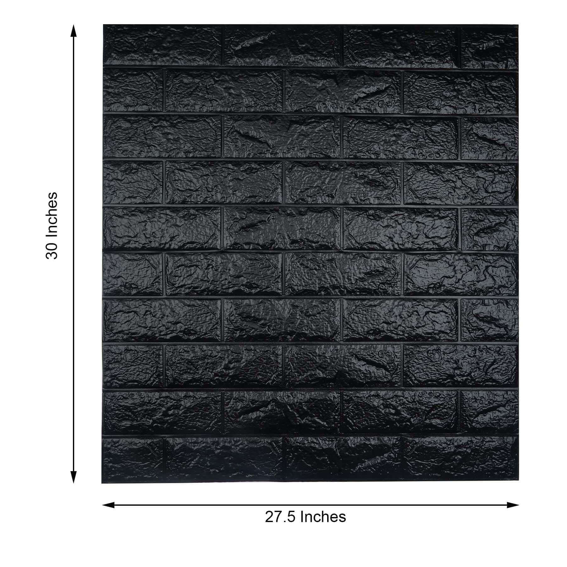 10 Pack Black foam Brick Peel And Stick 3D Wall Tile Panels - Covers 58sq.ft