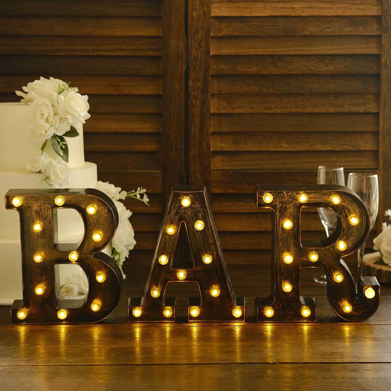 LED Marquee Letter B Industrial Style Antique Black - Light-Up Alphabet Sign for Weddings & Displays 9