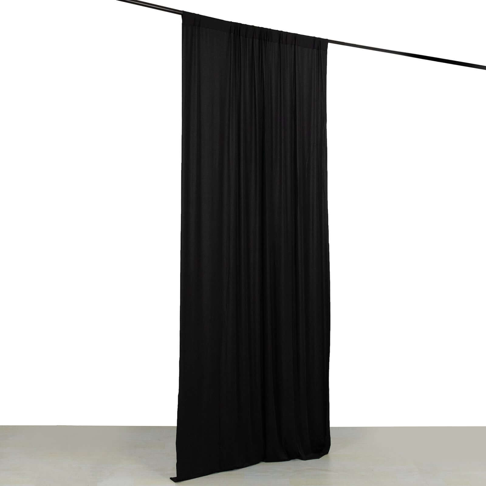 Black 4-Way Stretch Spandex Event Curtain Drapes, Wrinkle Free Backdrop Event Panel with Rod Pockets - 5ftx10ft