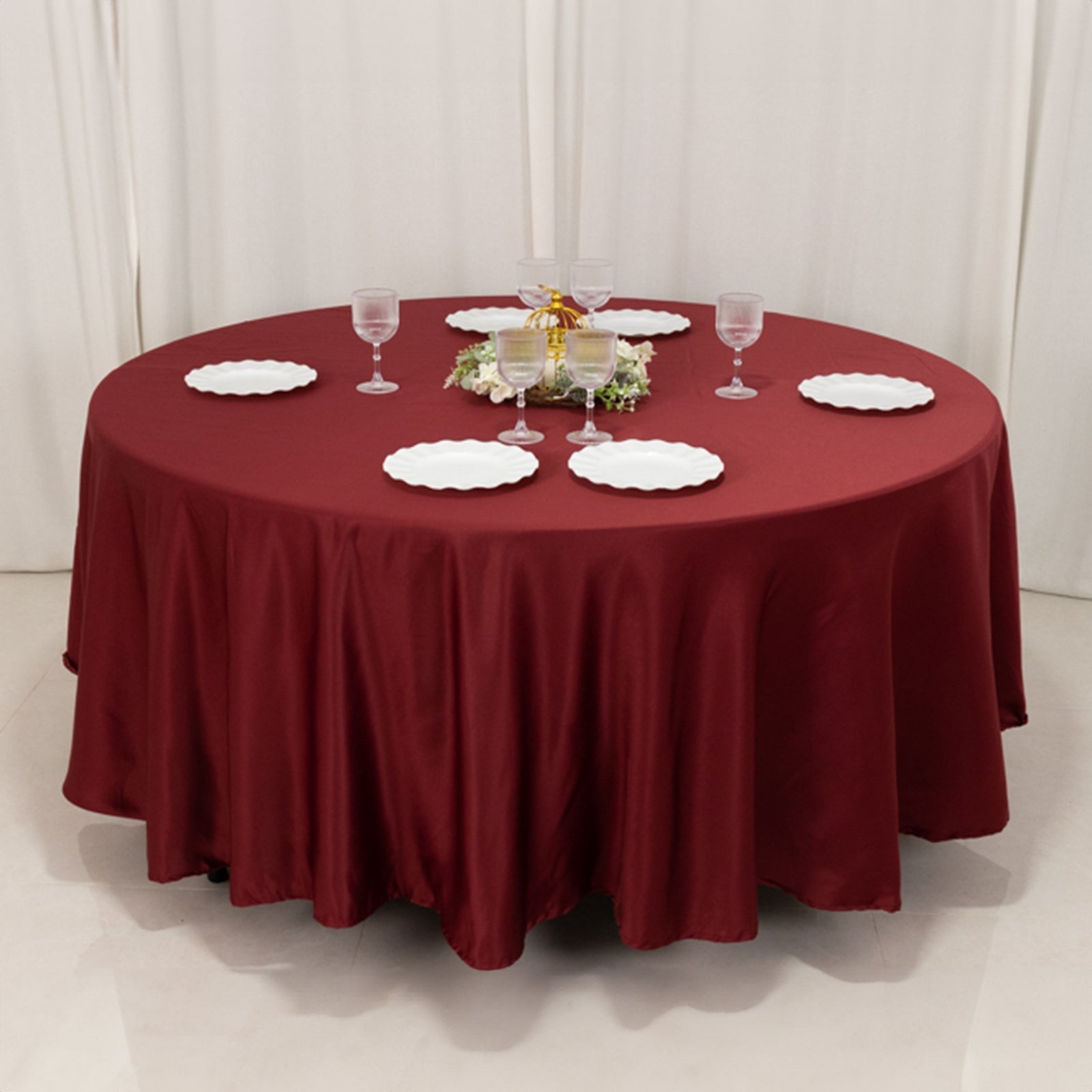 Lamour Satin 108 Round Tablecloth Burgundy - Durable & Silk-Like Table Cover