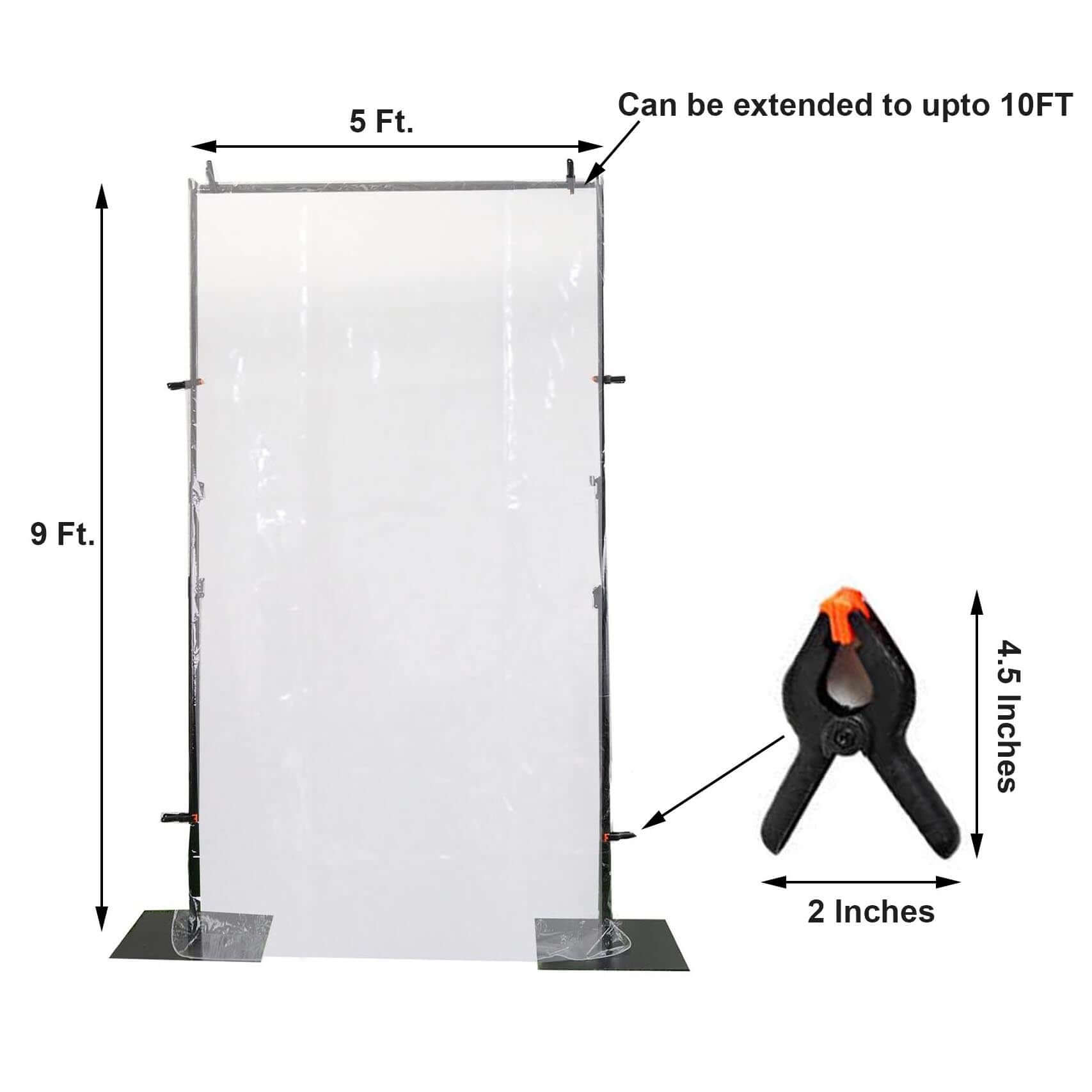 5ft x 9ft Clear Portable Isolation Wall Kit, Floor Standing Sneeze Guard