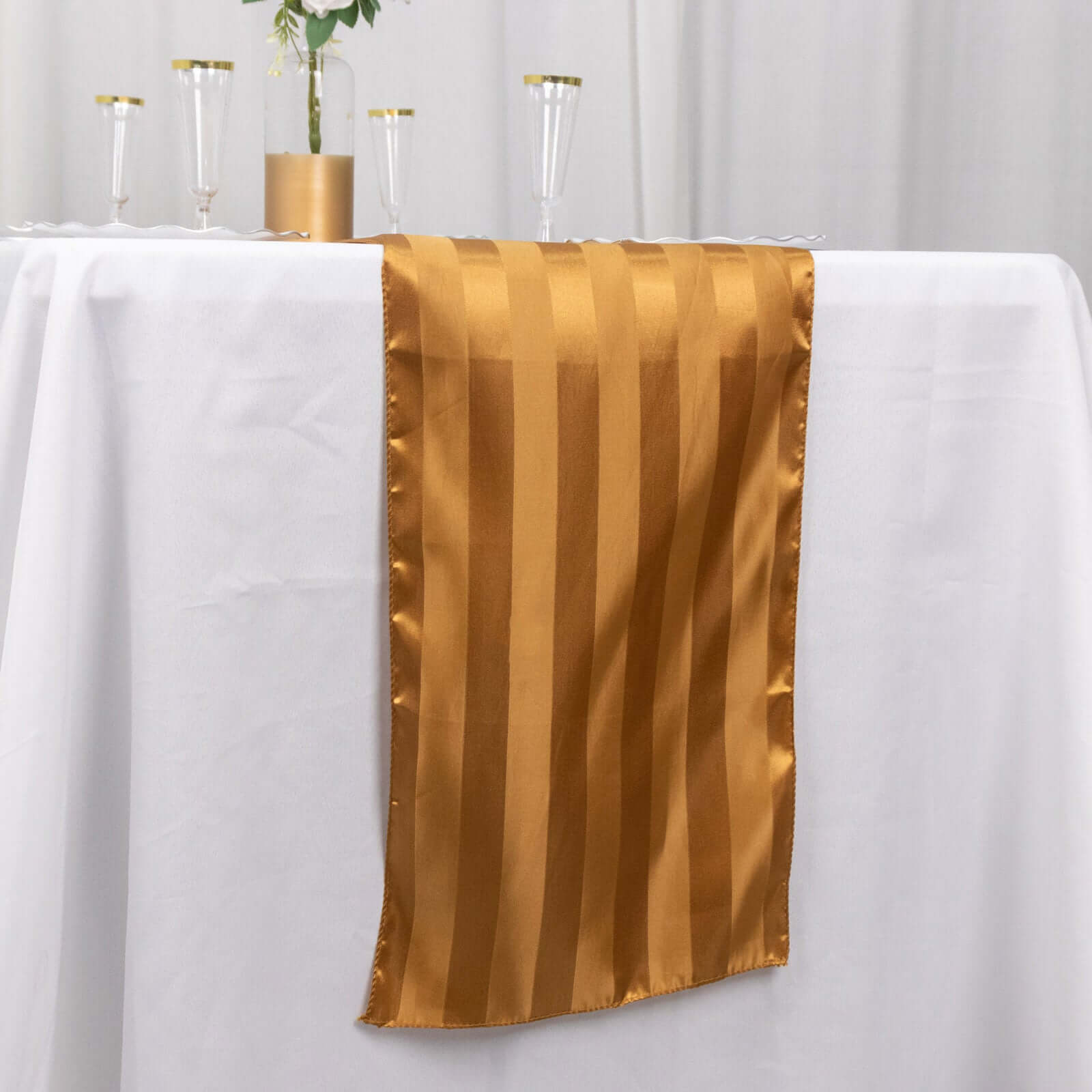 Satin 12x108 Table Runner Gold - Stripe Table Decor