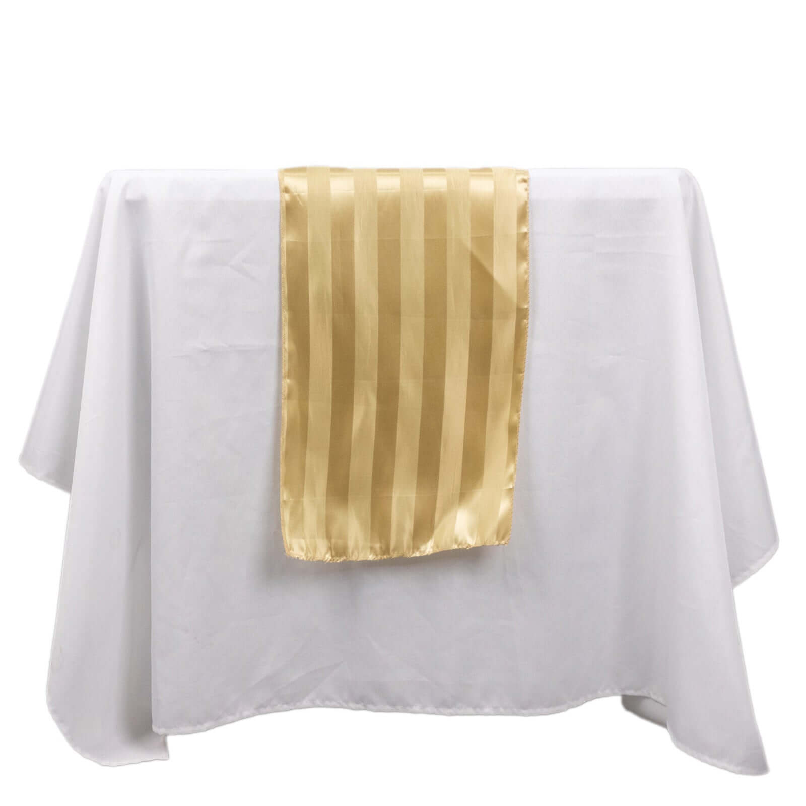 Satin 12x108 Table Runner Champagne - Stripe Table Decor