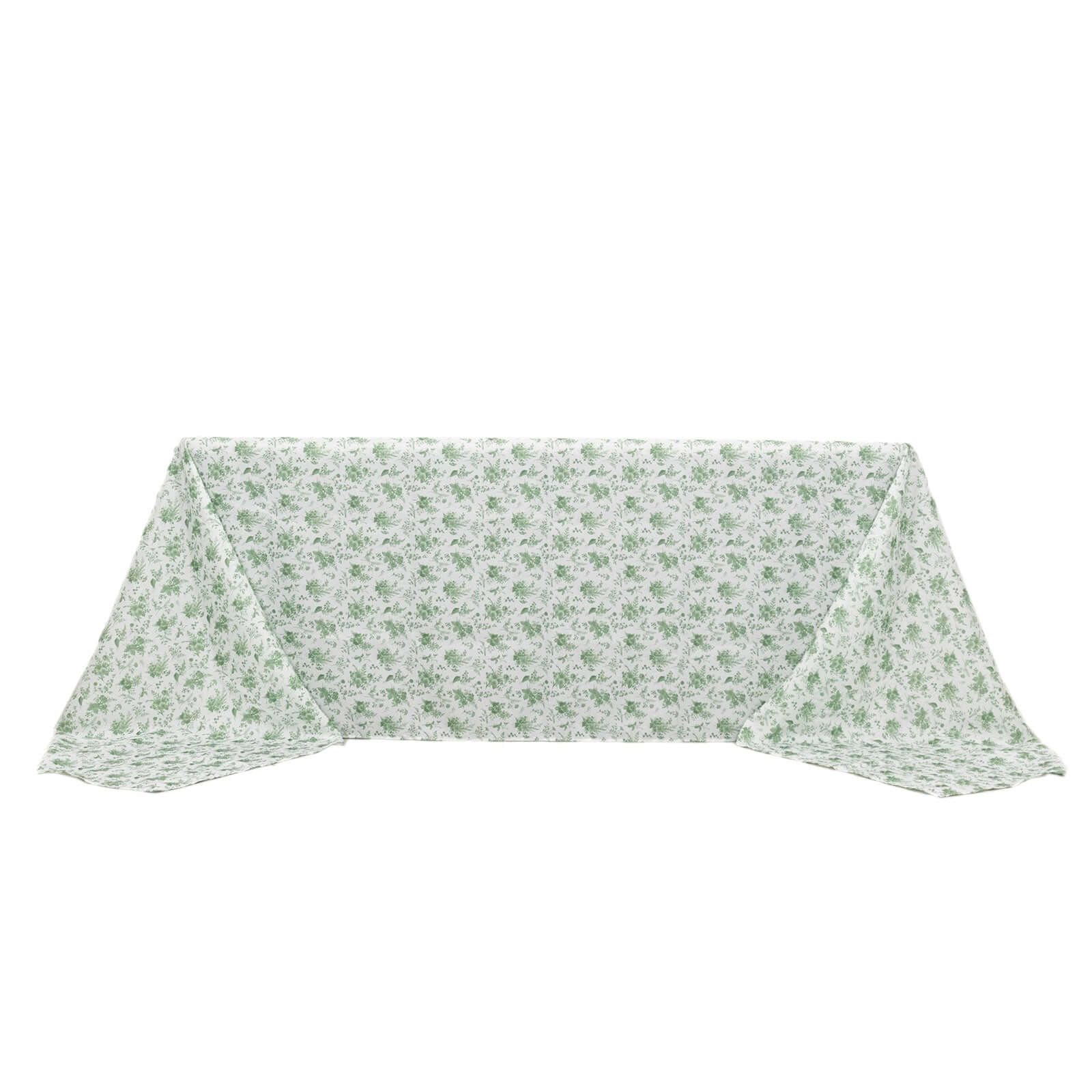 Polyester 90x156 Rectangle Tablecloth Dusty Sage Green French Toile Pattern Seamless Table Cover for Upscale Dining