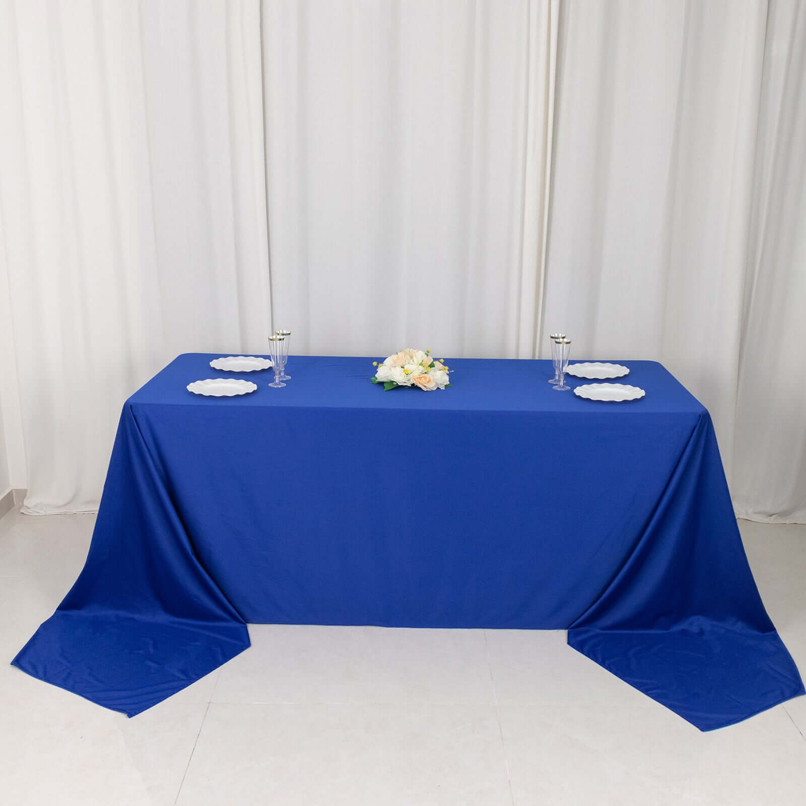 Premium Scuba Rectangular 90x156 Tablecloth Royal Blue - Wrinkle Free, Stain Resistant & Seamless Table Cover