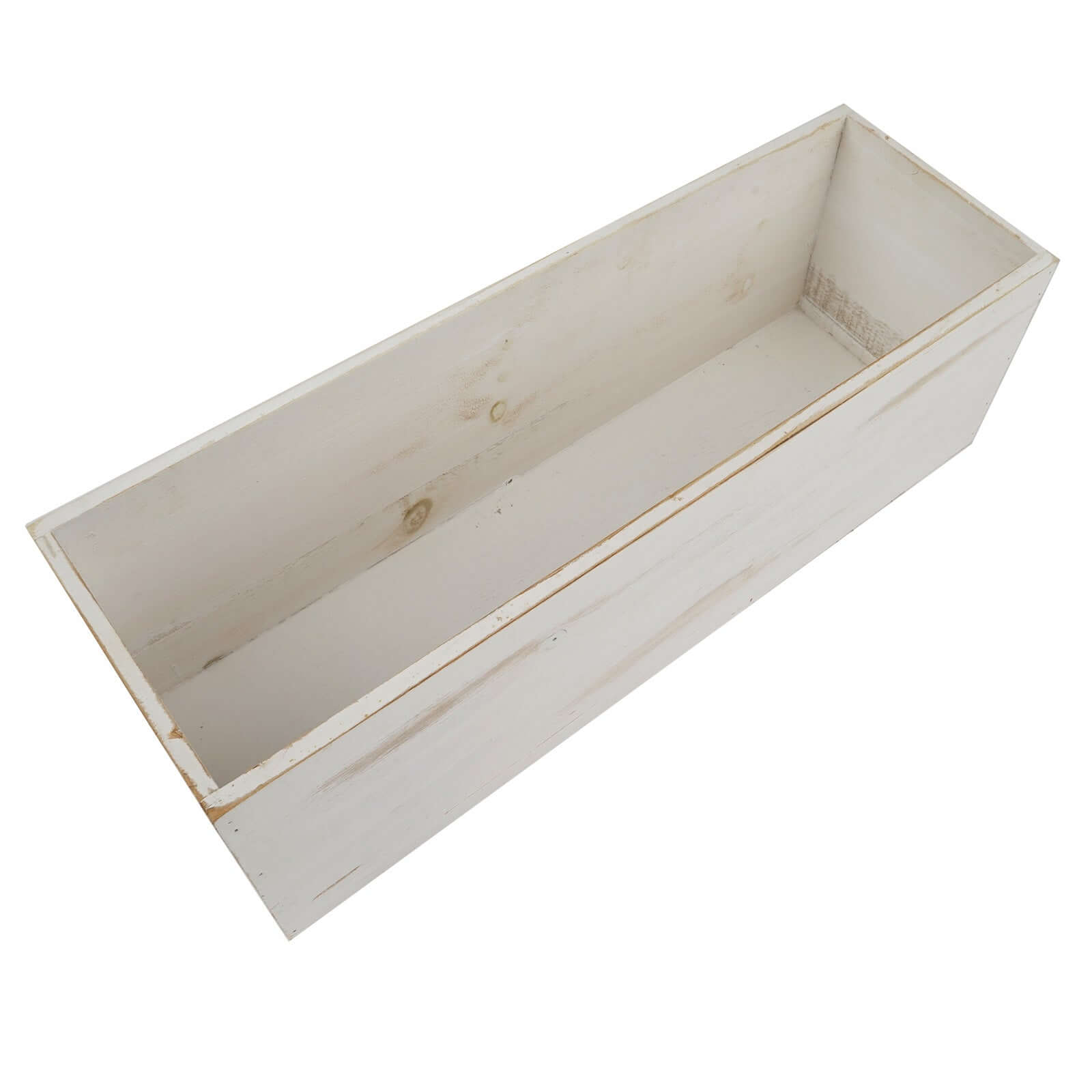 Whitewash Wood Planter Rectangular Box 18x6- Durable Decor with Removable Plastic Liner for Table Displays