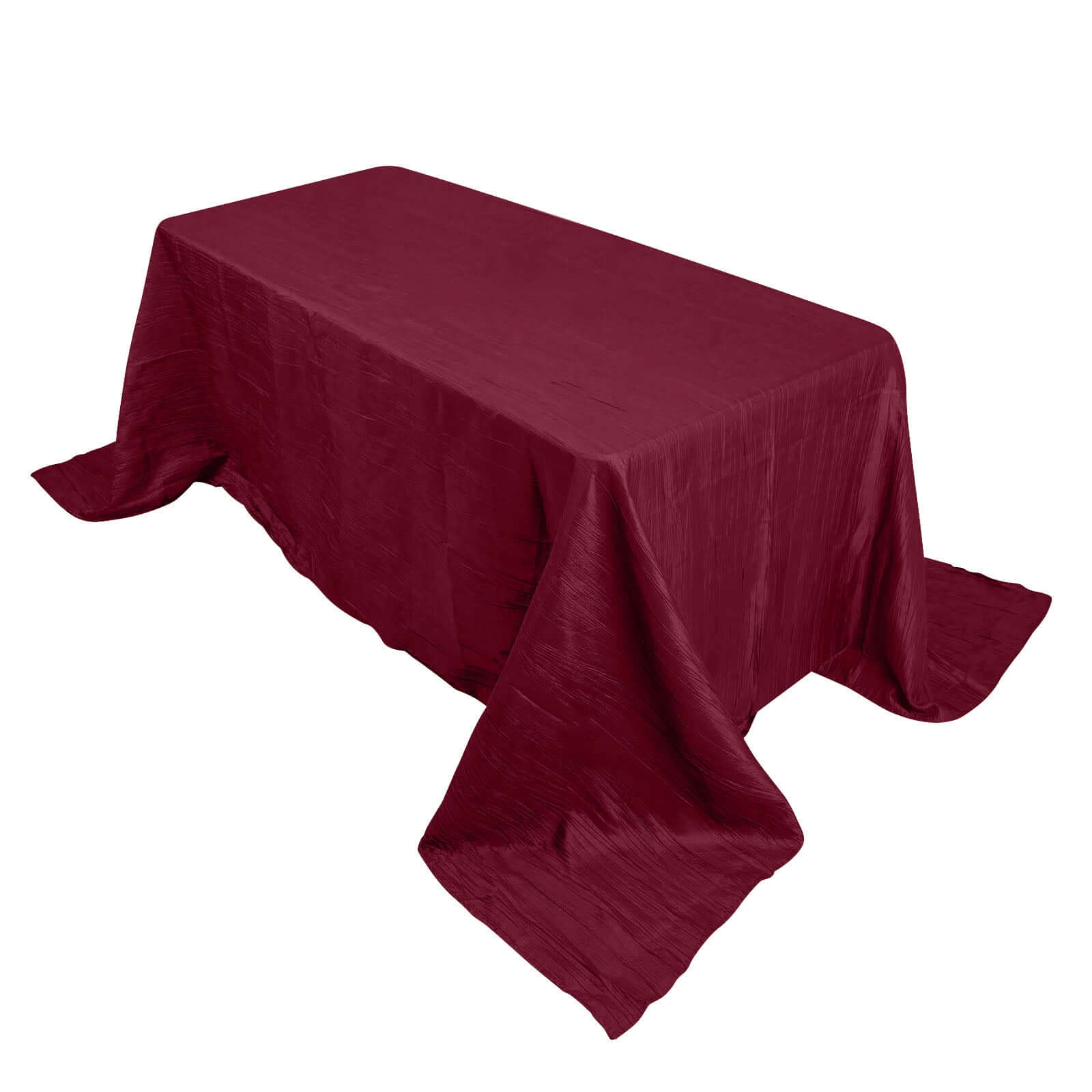 Taffeta 90x132 Rectangle Tablecloth Burgundy - Seamless Accordion Crinkle Table Cover