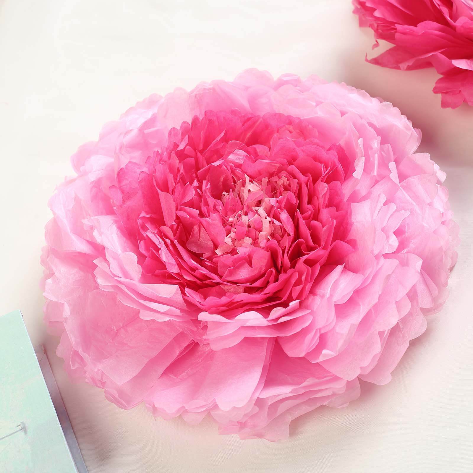 Set of 6 Pink Fuchsia Giant Carnation 3D Paper Flowers Wall Decor - 12,16,20