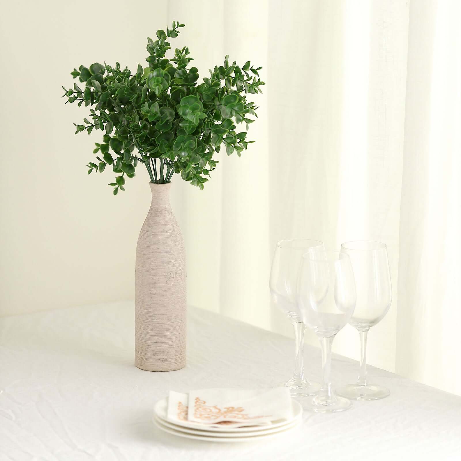 3 Stems 13 Artificial Eucalyptus Bush, Faux Greenery Bouquet Plants